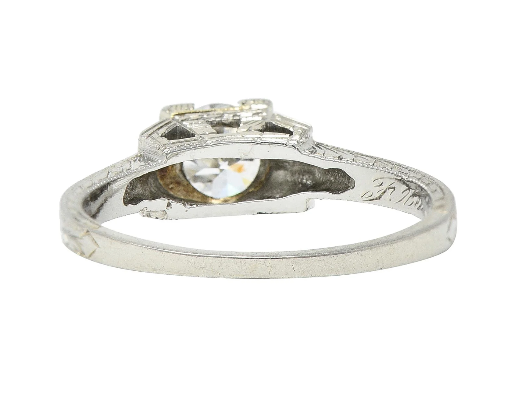 1930 Art Deco 0.40 CTW Old European Cut Diamond 18 Karat Gold Antique Solitaire Engagement Ring - Image 5