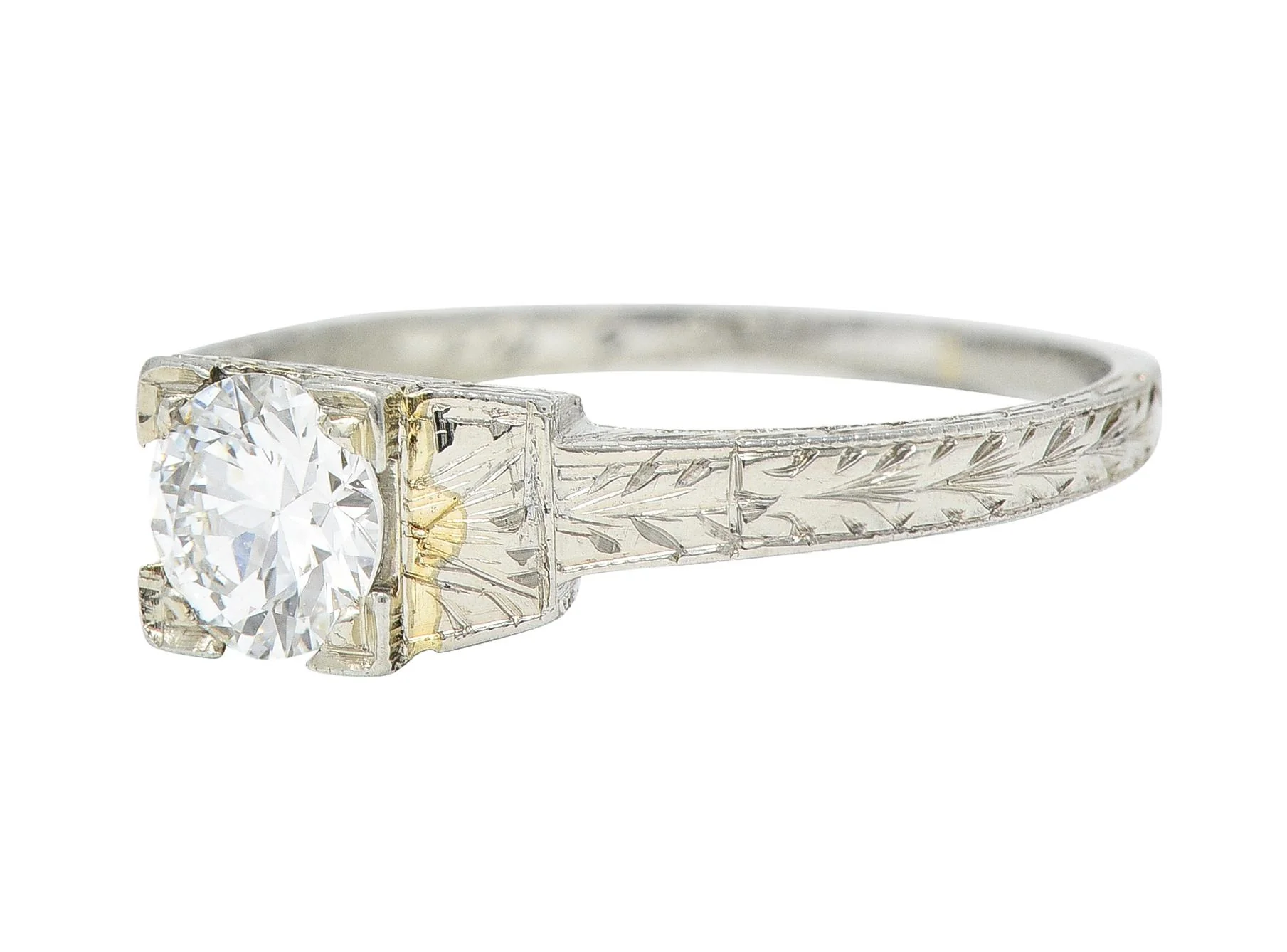 1930 Art Deco 0.40 CTW Old European Cut Diamond 18 Karat Gold Antique Solitaire Engagement Ring - Image 7