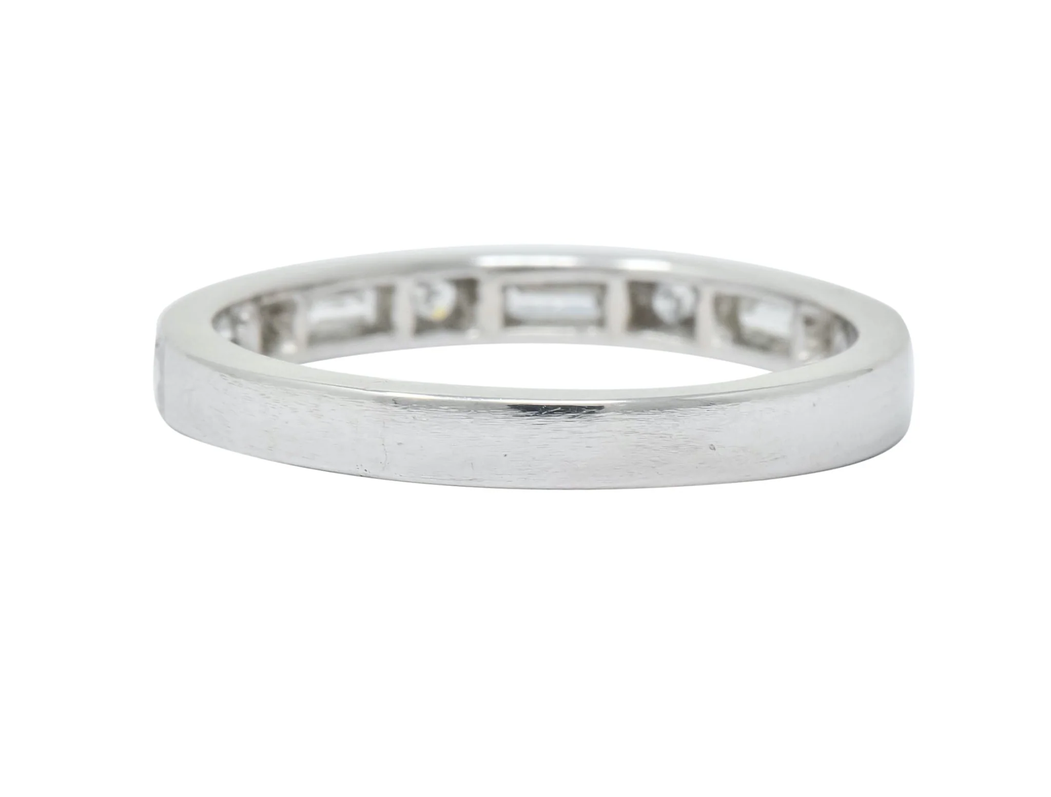 1930 Art Deco Baguette Single Cut Diamond Platinum Anniversary Band Ring - Image 4