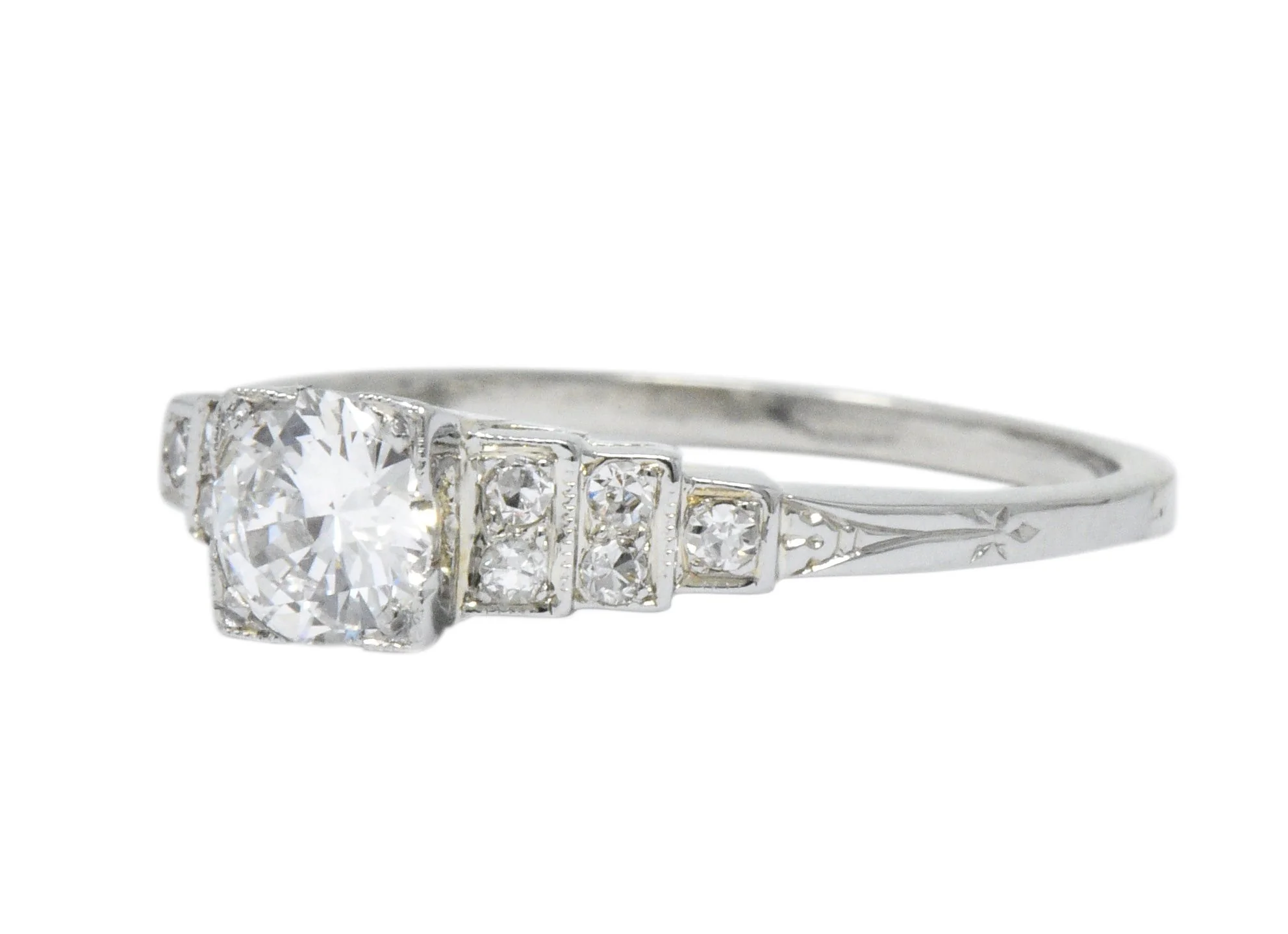 1930's 0.64 CTW Diamond 18 Karat White Gold Engagement Ring - Image 2