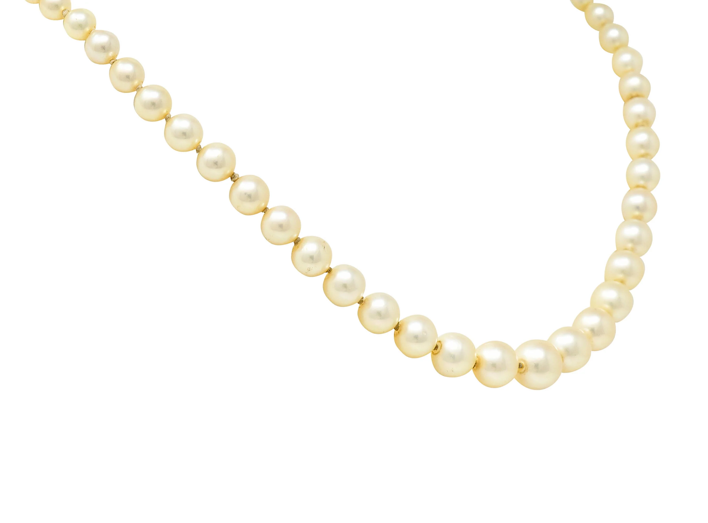 1930's Art Deco 0.50 CTW Diamond Pearl Platinum Strand Necklace - Image 5