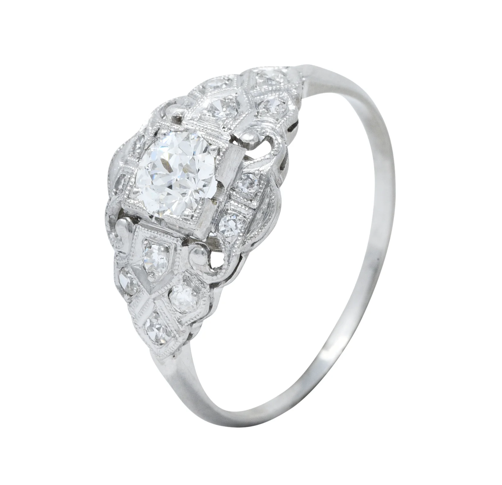 1930's Art Deco 0.72 CTW Diamond Platinum Dinner Ring - Image 8