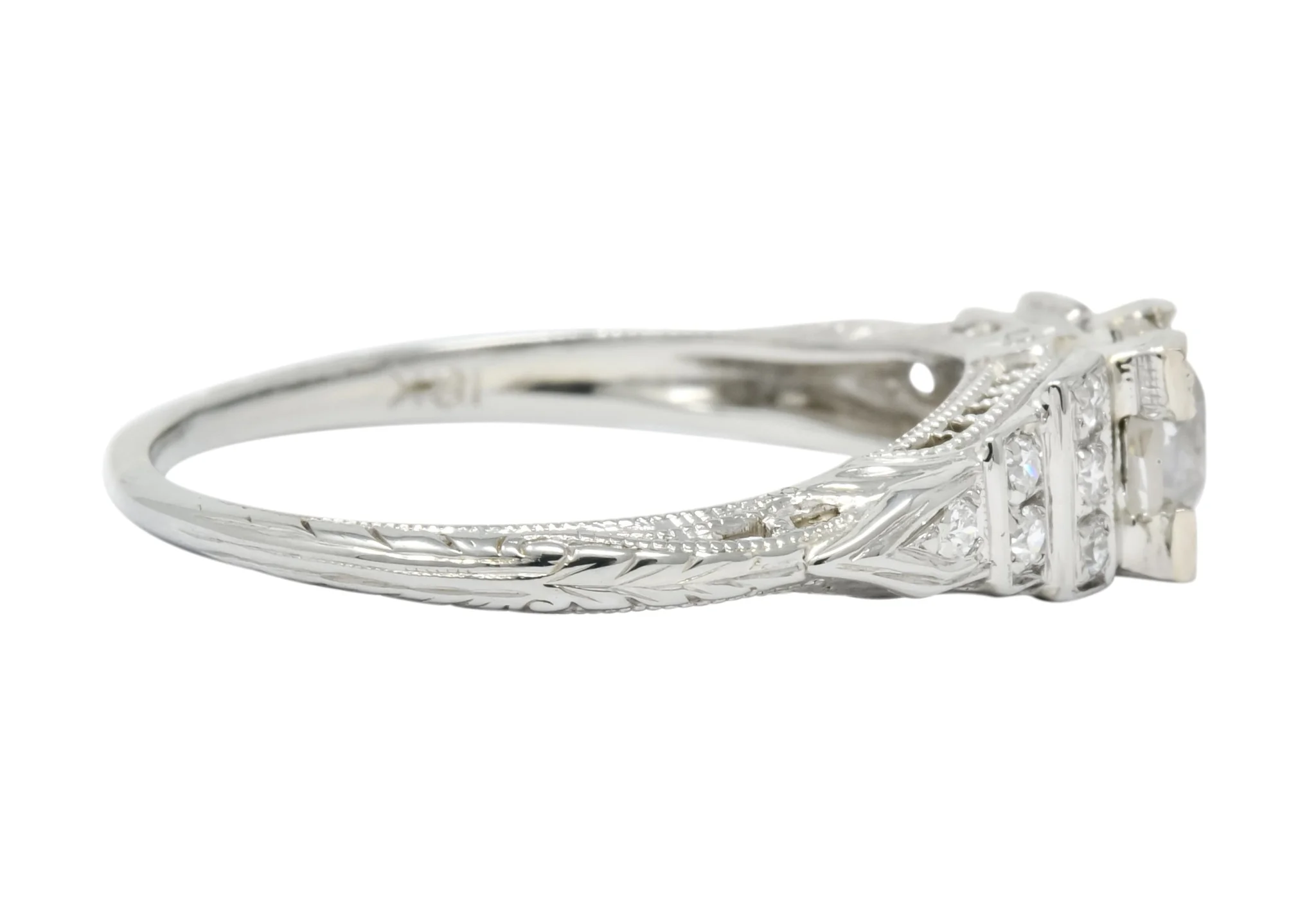 1930's Art Deco 0.81 CTW Diamond 18 Karat White Gold Engagement Ring - Image 3