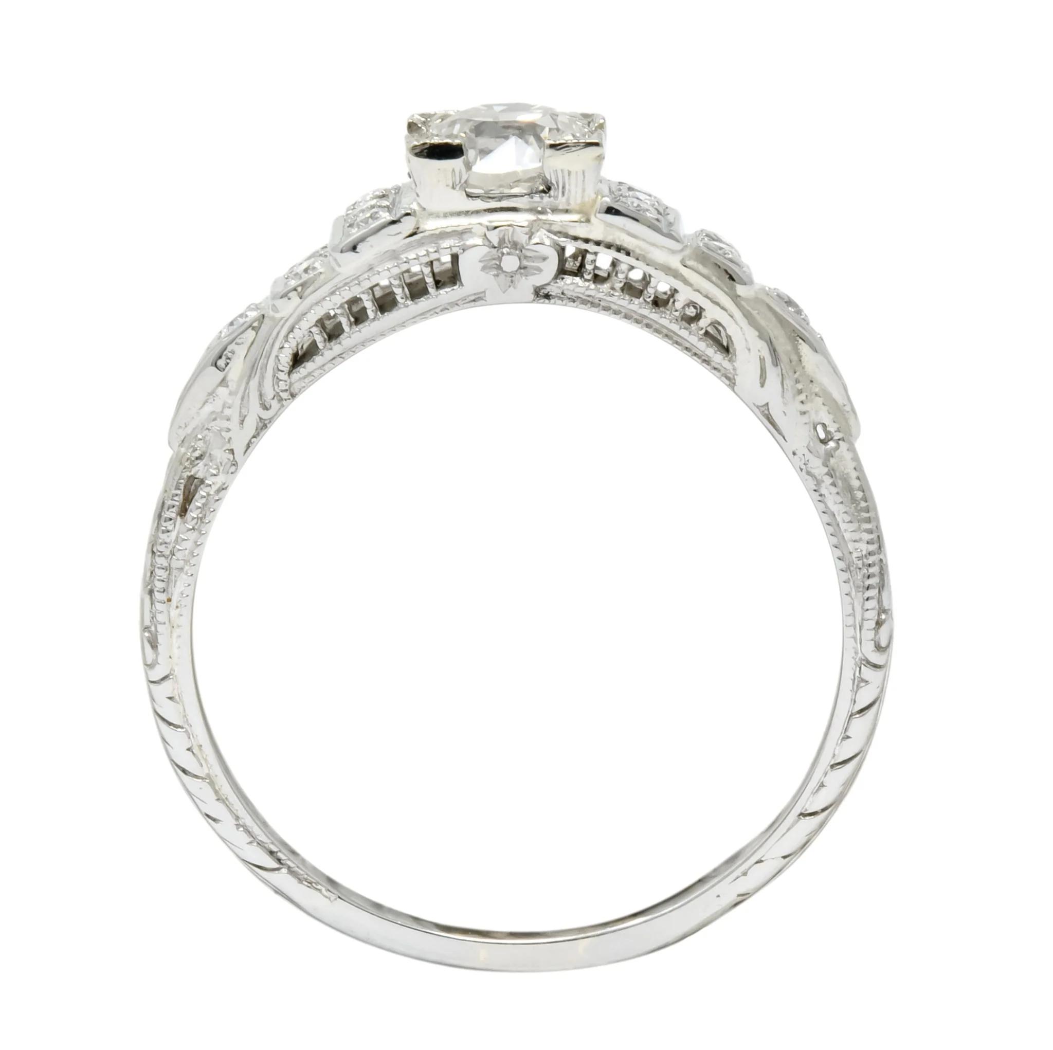 1930's Art Deco 0.81 CTW Diamond 18 Karat White Gold Engagement Ring - Image 7