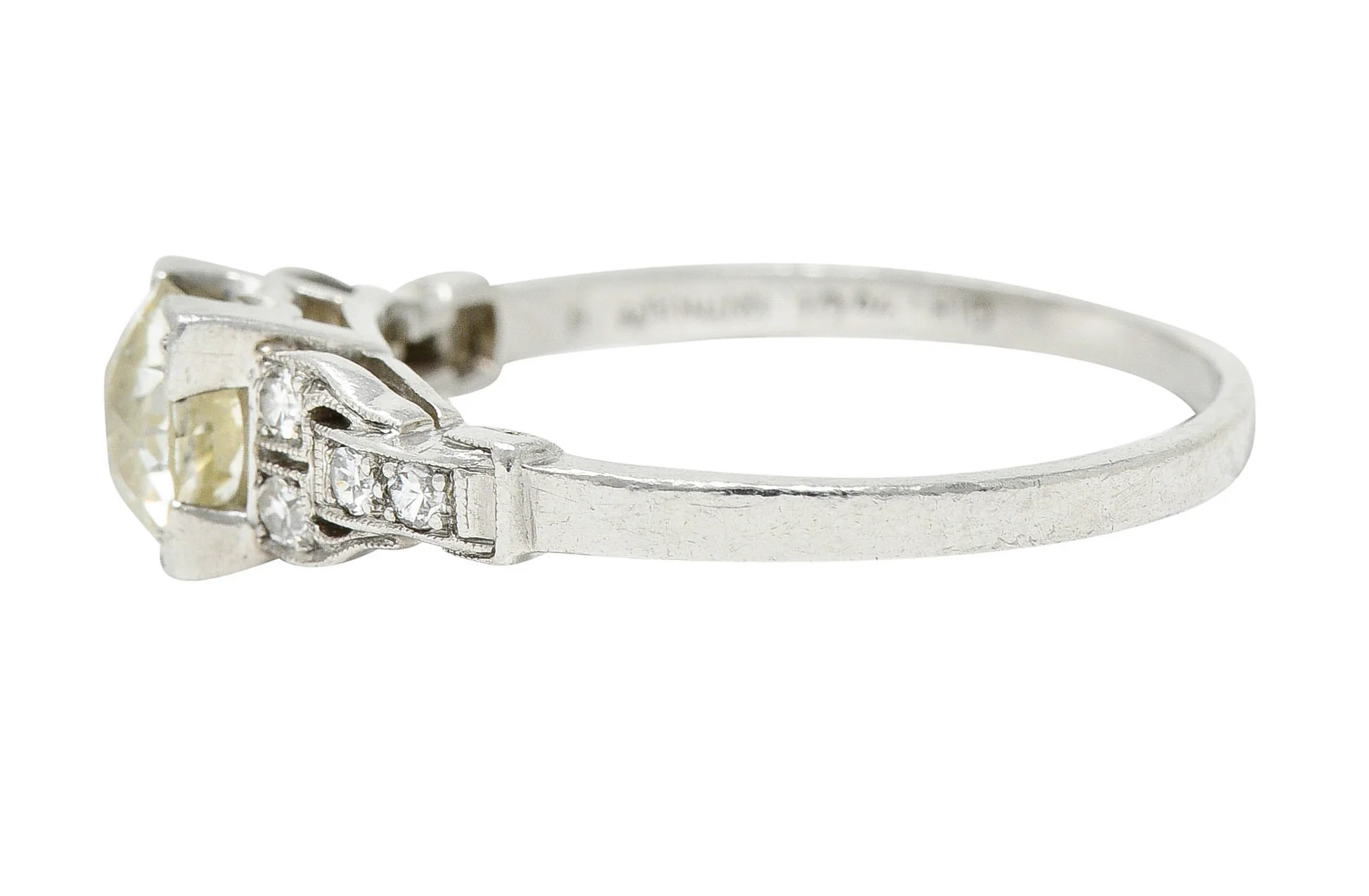 1930's Art Deco 1.00 CTW Diamond Platinum Buckle Engagement Ring - Image 5