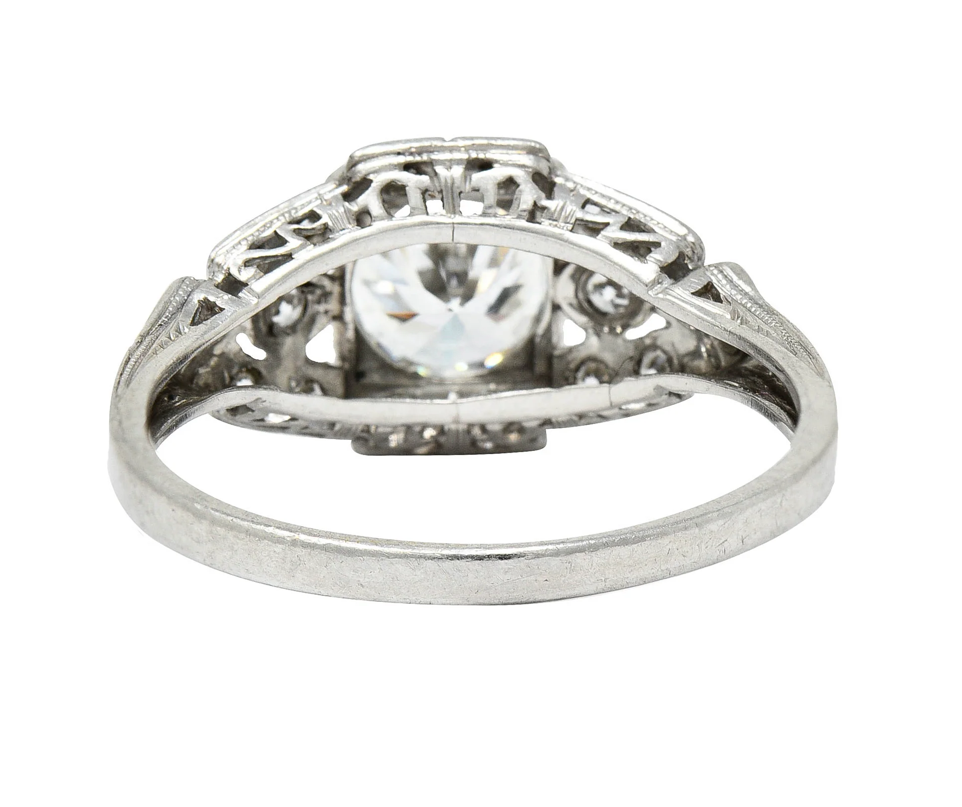 1930's Art Deco 1.20 CTW Diamond Platinum Geometric Band Ring - Image 3