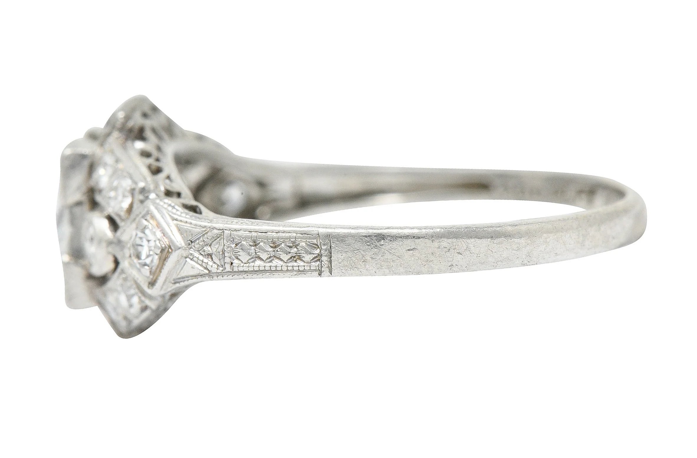 1930's Art Deco 1.20 CTW Diamond Platinum Geometric Band Ring - Image 4