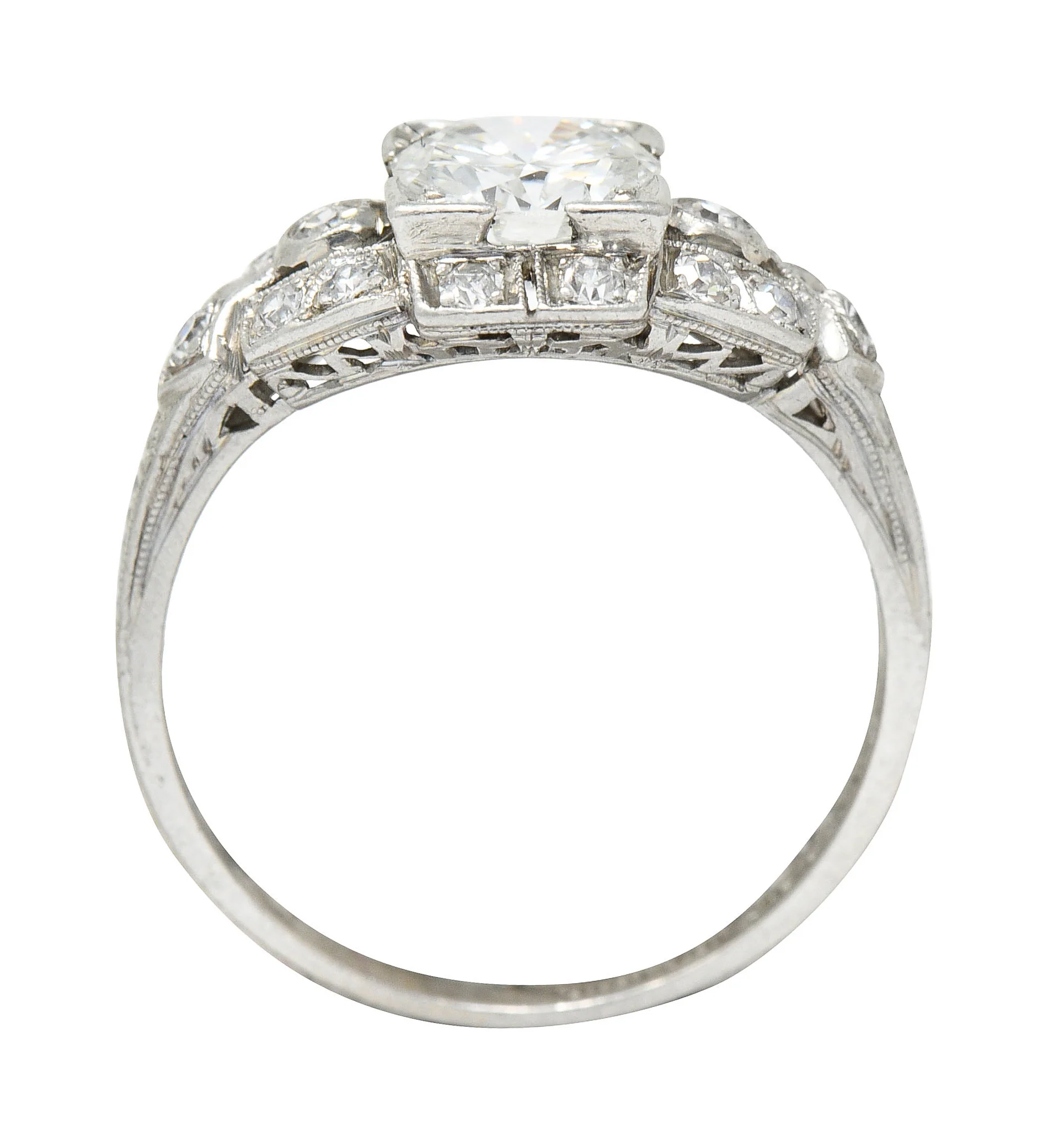 1930's Art Deco 1.20 CTW Diamond Platinum Geometric Band Ring - Image 6