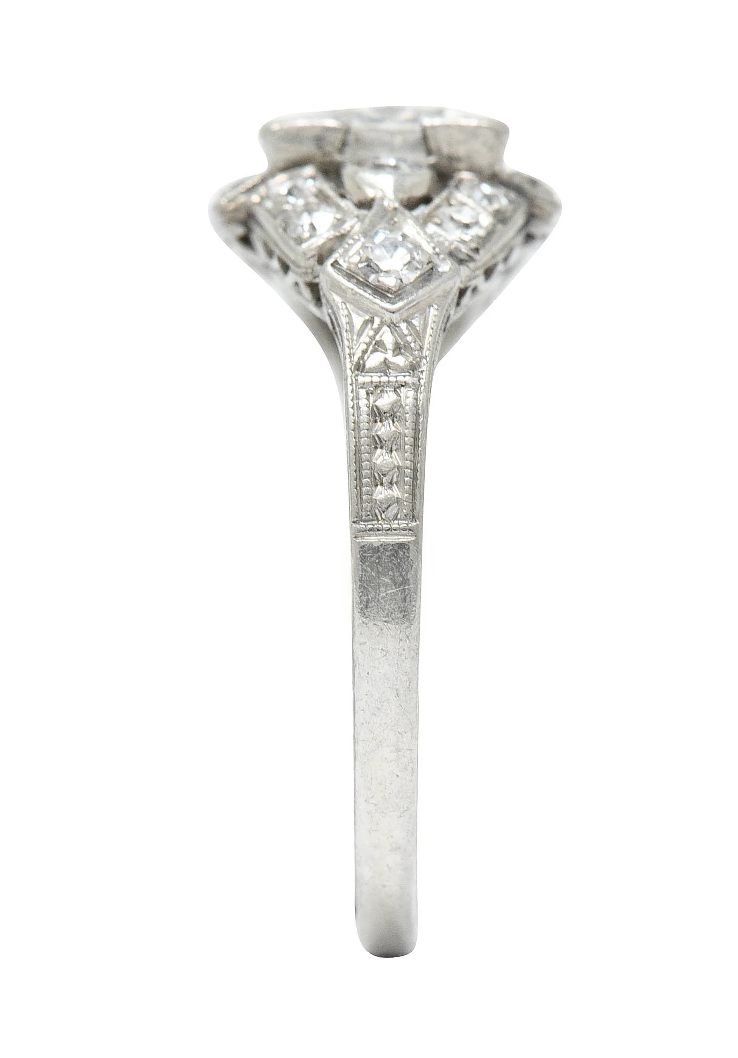 1930's Art Deco 1.20 CTW Diamond Platinum Geometric Band Ring - Image 8