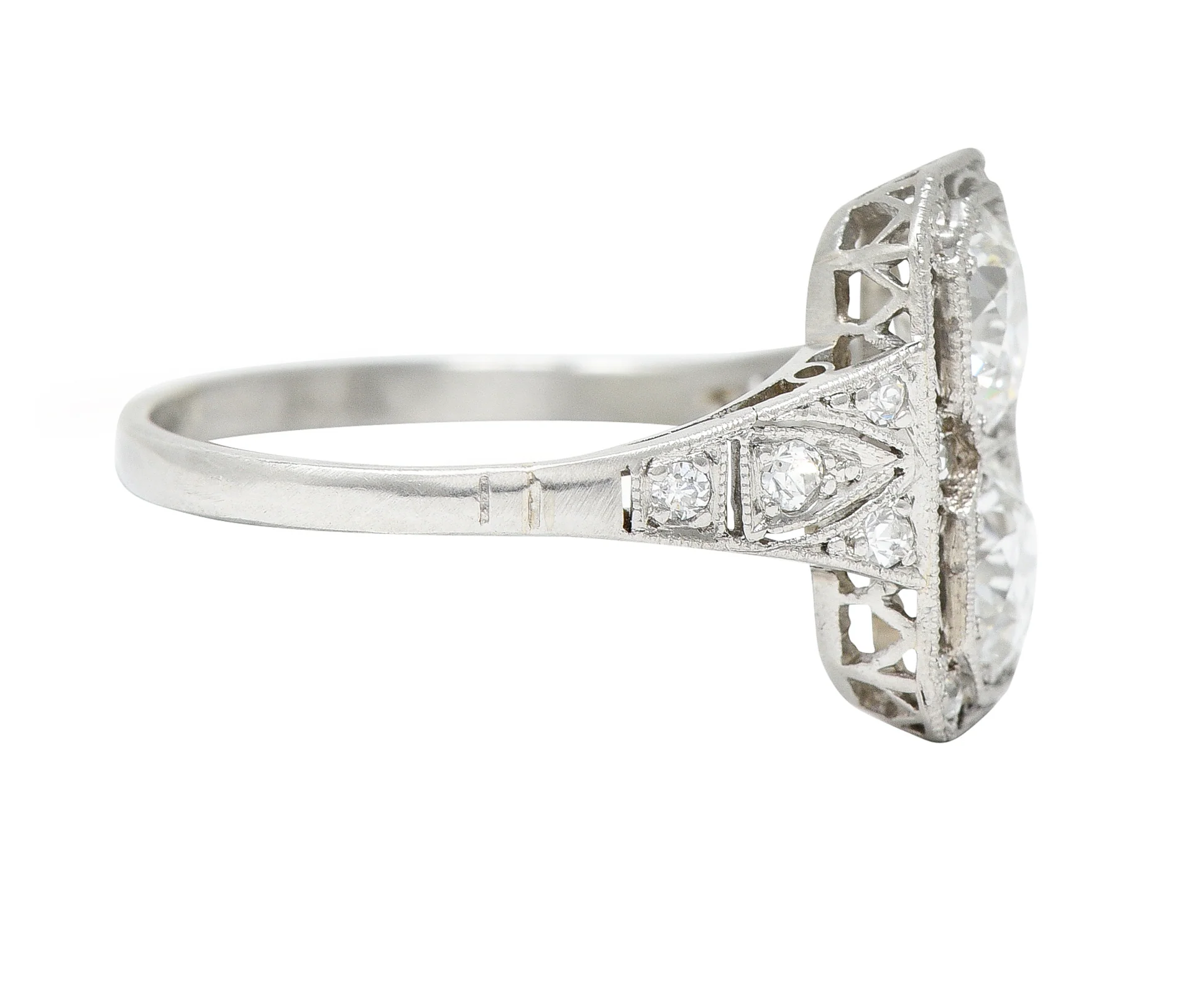 1930's Art Deco 1.25 CTW Diamond Platinum Dinner Ring - Image 3