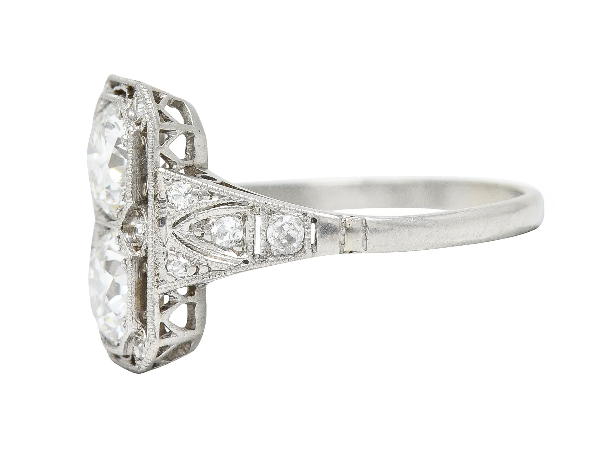 1930's Art Deco 1.25 CTW Diamond Platinum Dinner Ring - Image 5