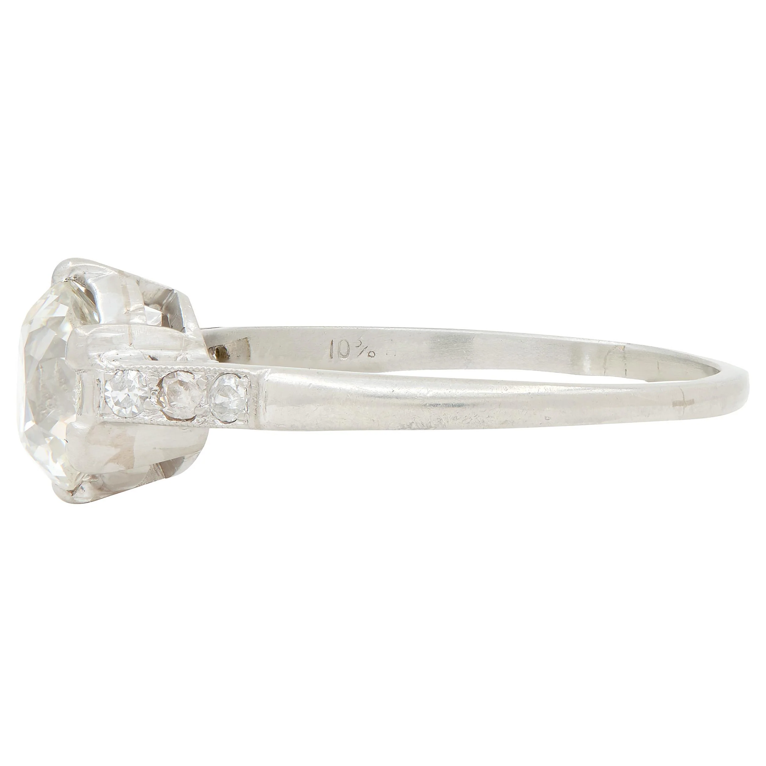 1930's Art Deco 1.34 CTW Old Mine Cut Diamond Platinum Six Prong Vintage Engagement Ring - Image 6