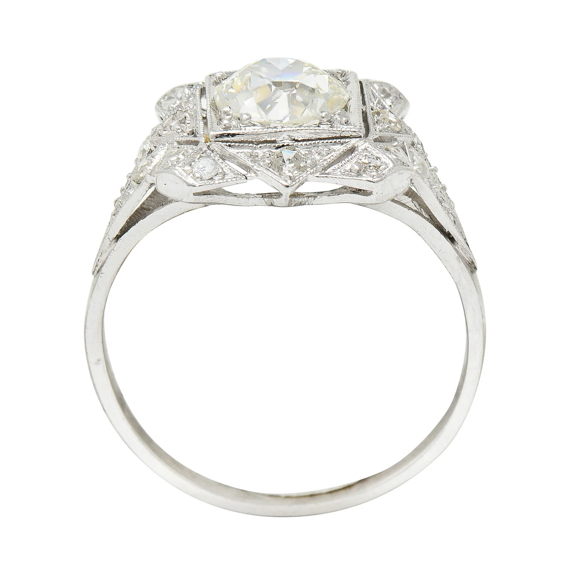 1930's Art Deco 1.40 CTW Diamond Platinum Geometric Dinner Ring GIA - Image 7