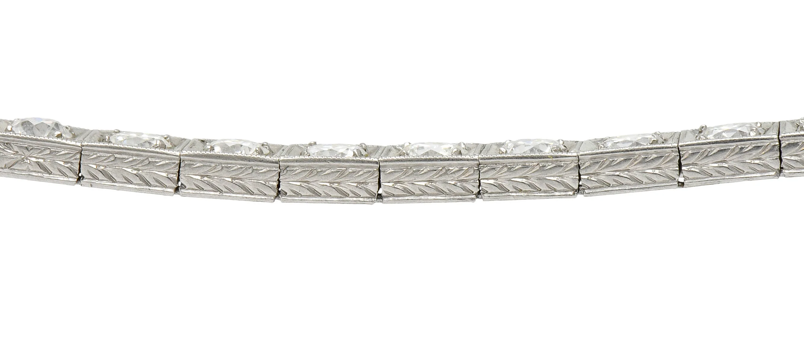 1930's Art Deco 5.90 CTW Diamond Platinum Line Bracelet - Image 7