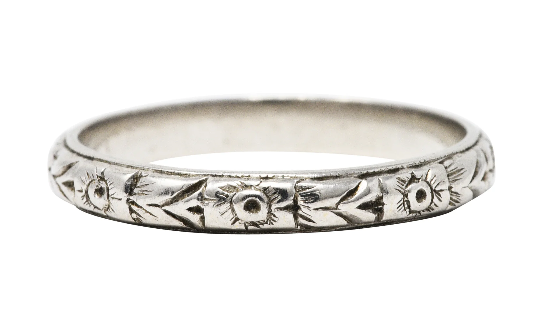 1930's Art Deco Platinum Orange Blossom Wedding Band Ring