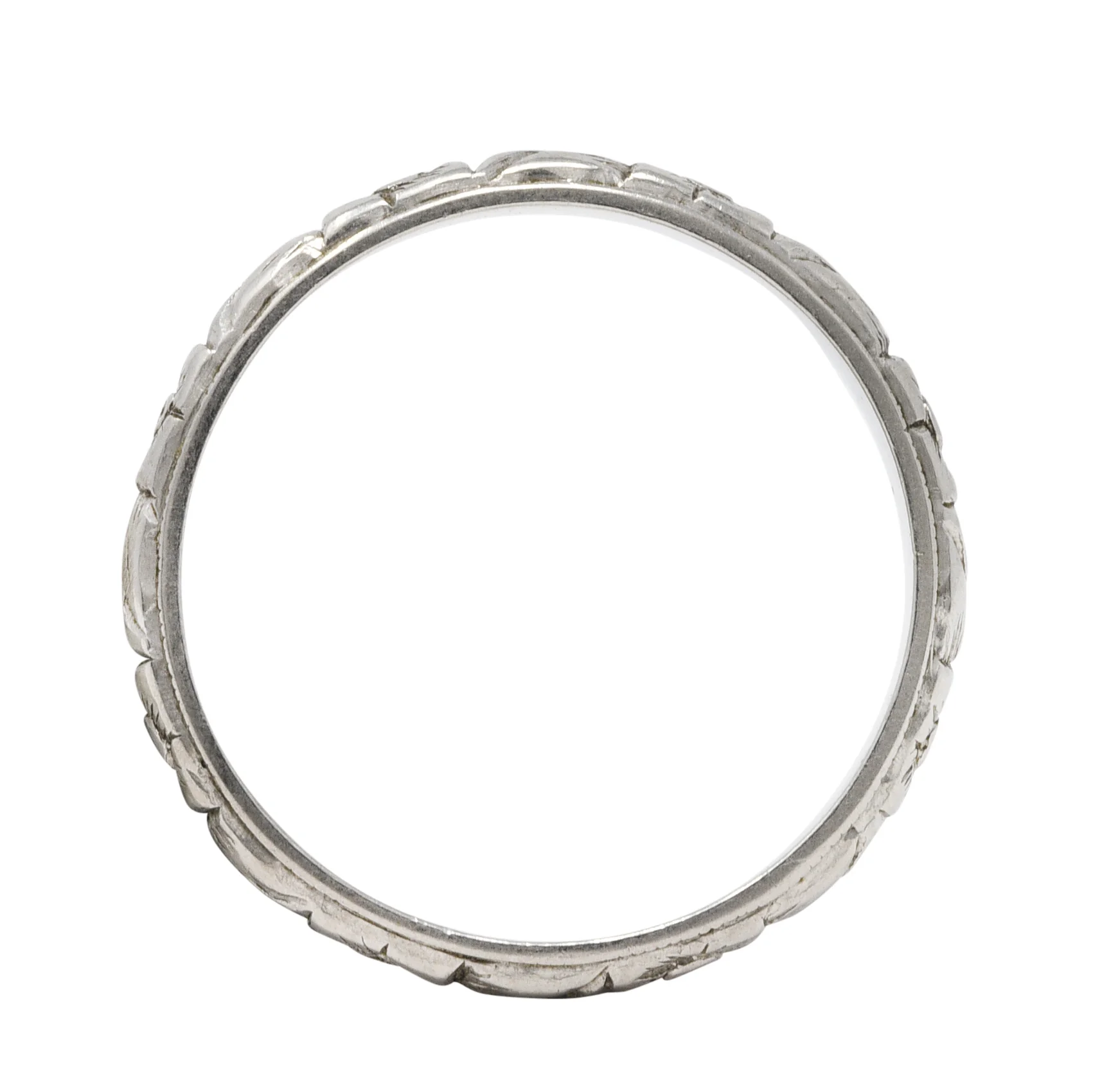 1930's Art Deco Platinum Orange Blossom Wedding Band Ring - Image 4
