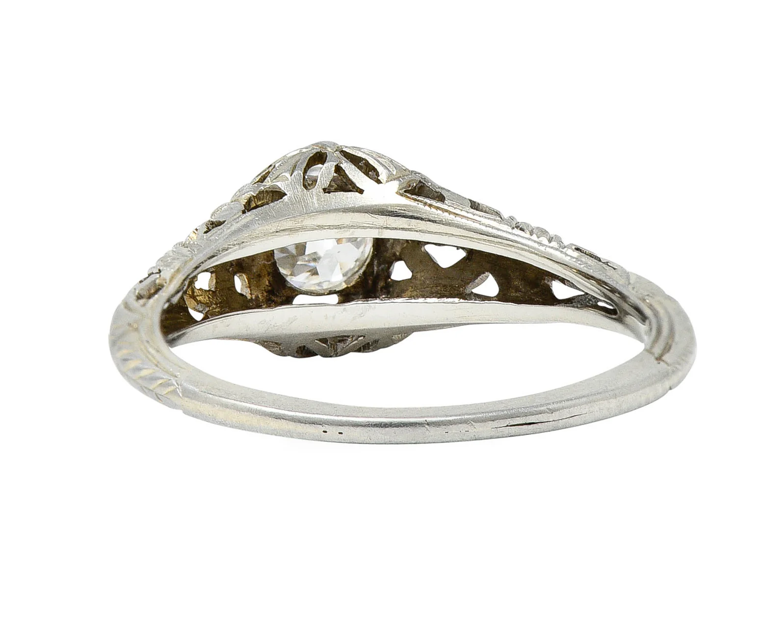 1930's Belias 0.45 CTW Diamond 18 Karat White Gold Floral Engagement Ring - Image 5