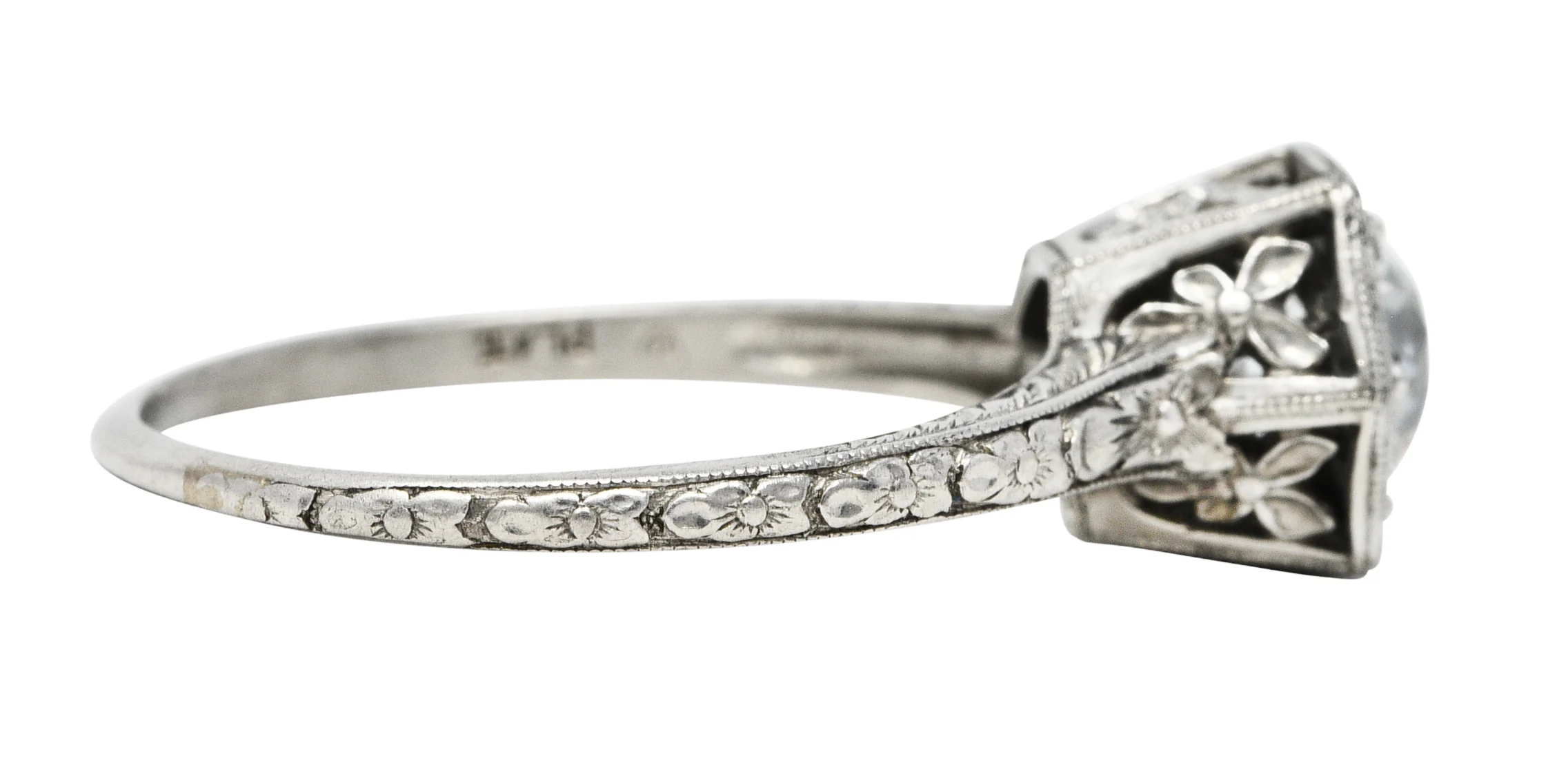 1930's Traub 1.02 CTW Diamond Platinum Orange Blossom Engagement Ring - Image 3