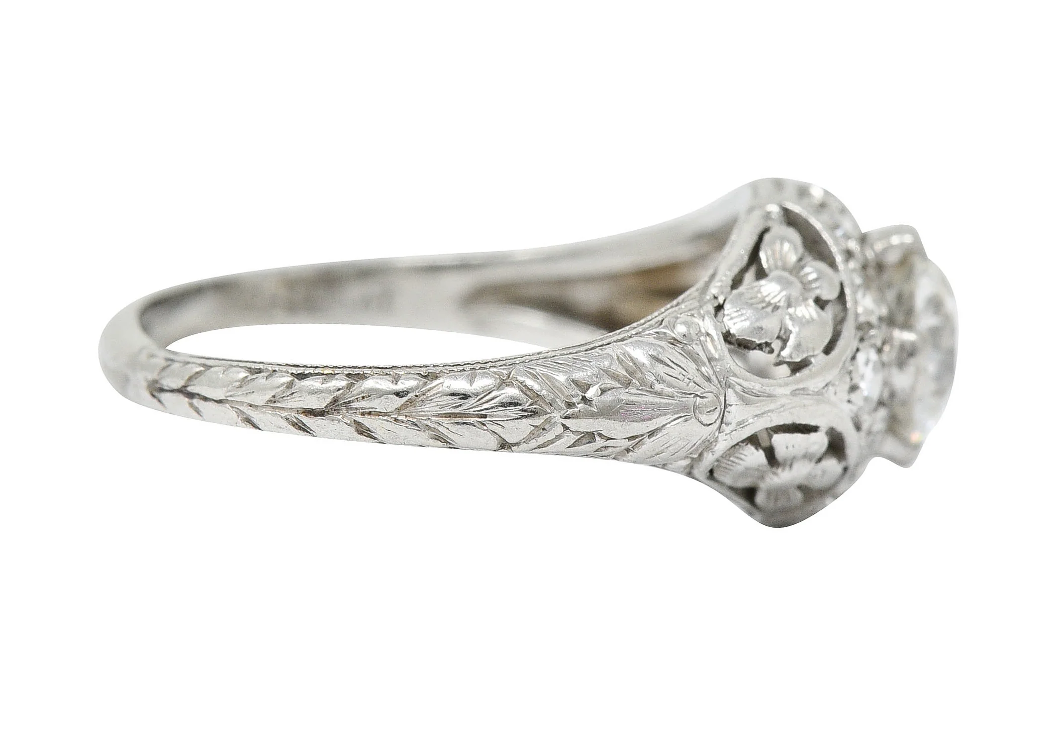 1930's William Kinscherf Co. 0.85 CTW Diamond Platinum Floral Engagement Ring - Image 3