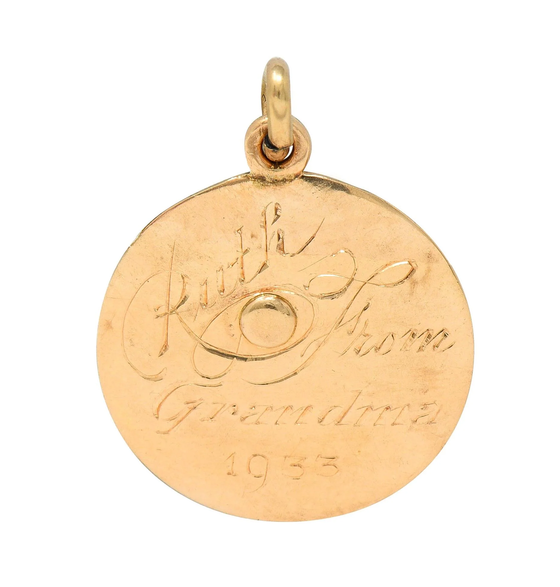 1933 Art Deco Diamond Platinum 14 Karat Two-Tone Gold Antique Sunset Charm - Image 2