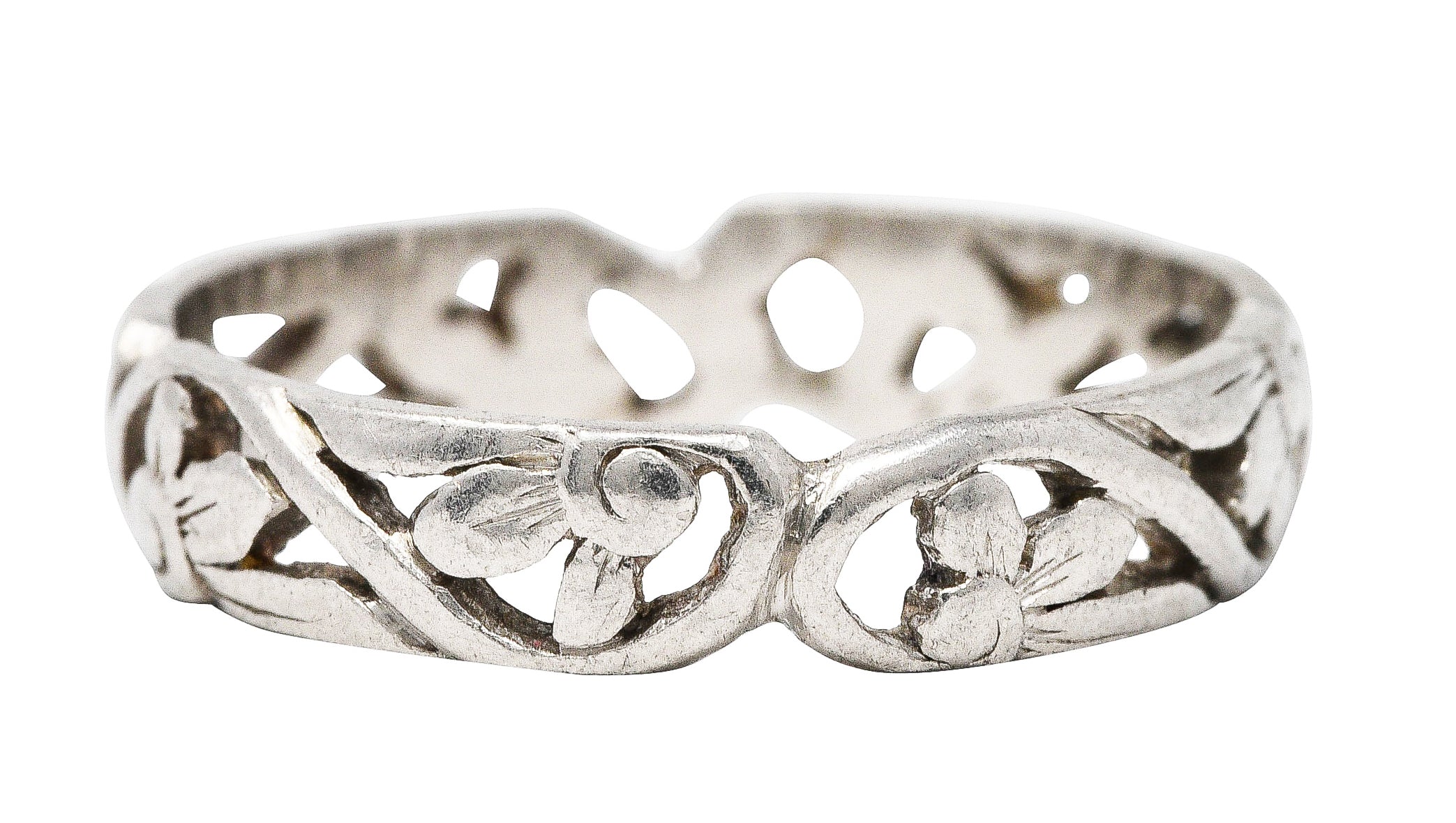 1934 Art Deco Platinum Floral Eternity Band Ring - Image 2