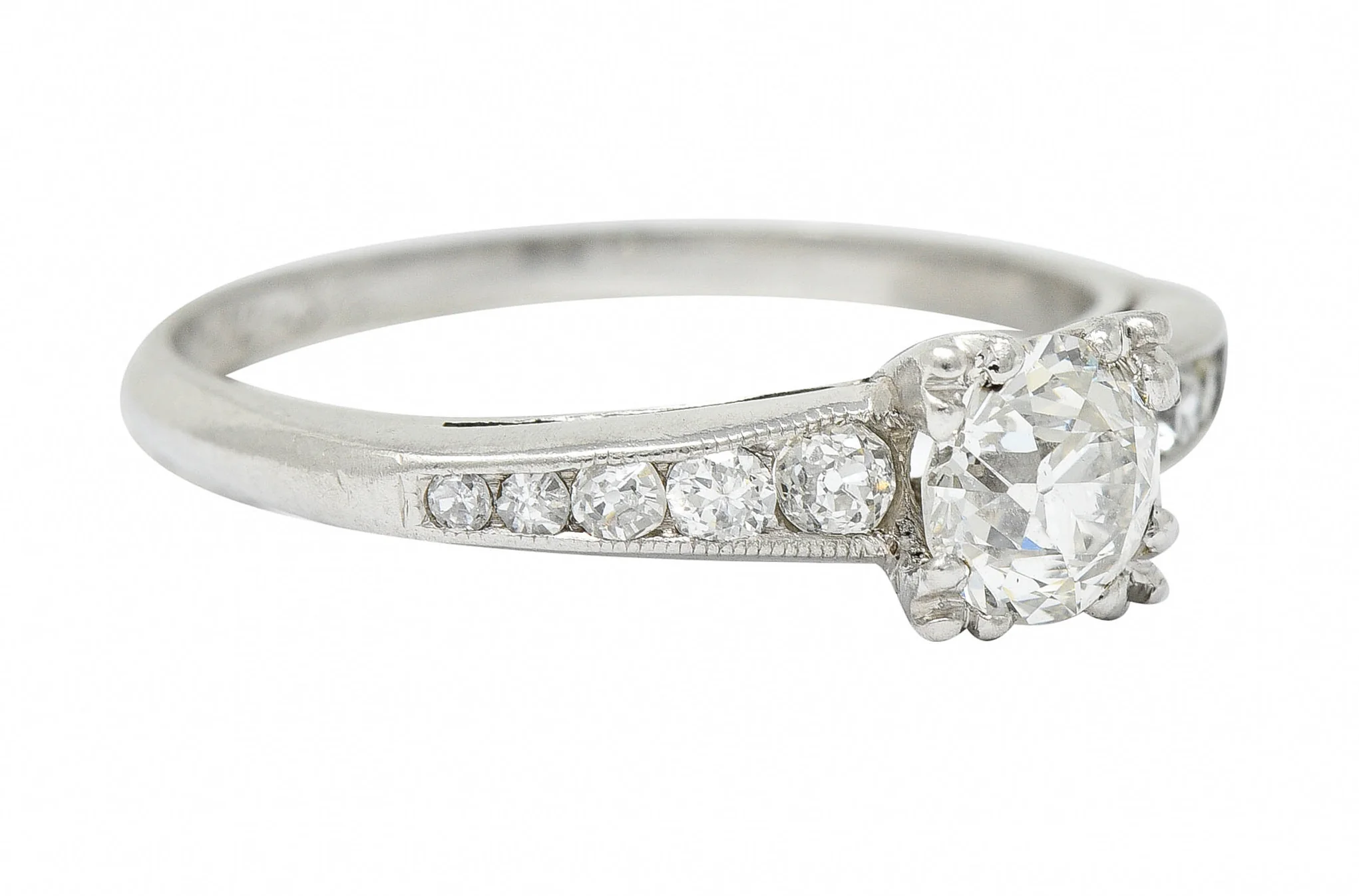 1936 Art Deco 1.34 CTW Old European Cut Diamond Platinum Engagement Ring - Image 2
