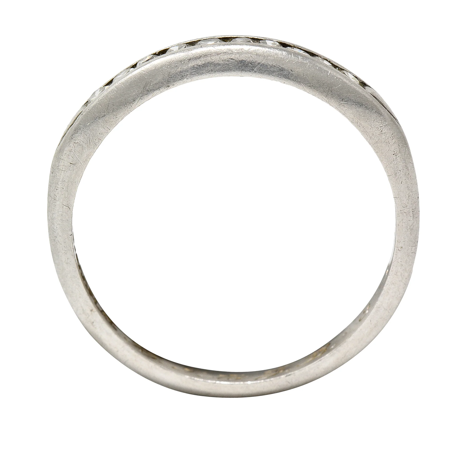 1936 Art Deco Diamond Platinum Arrow Vintage Channel Band Ring - Image 10