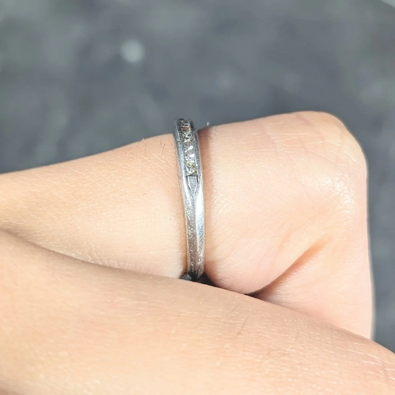 1936 Art Deco Diamond Platinum Arrow Vintage Channel Band Ring - Image 14