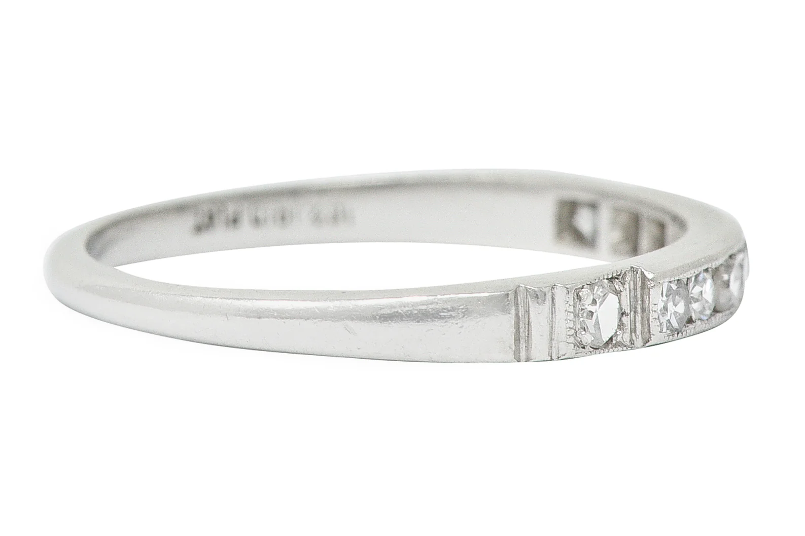 1938 Art Deco Diamond Platinum Anniversary Band Ring - Image 3