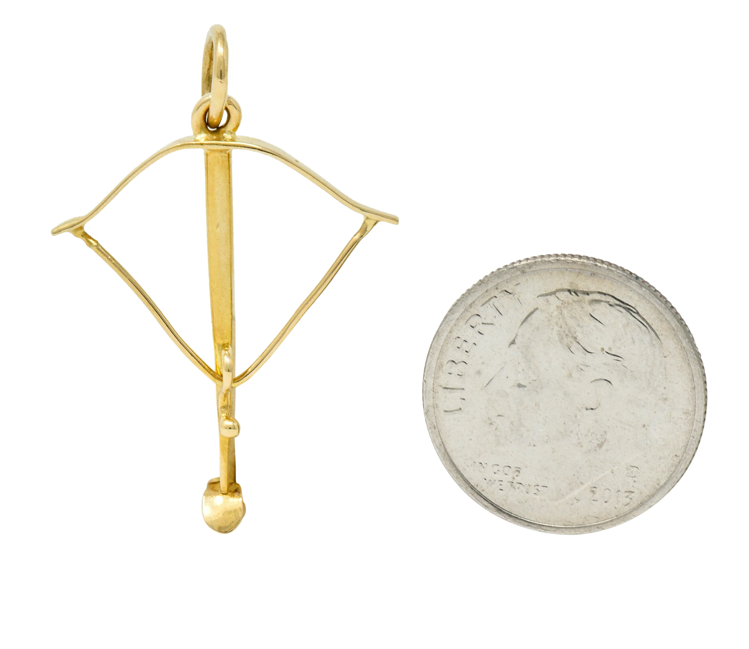 1940’s Vintage 18 Karat Gold Crossbow Charm - Image 5