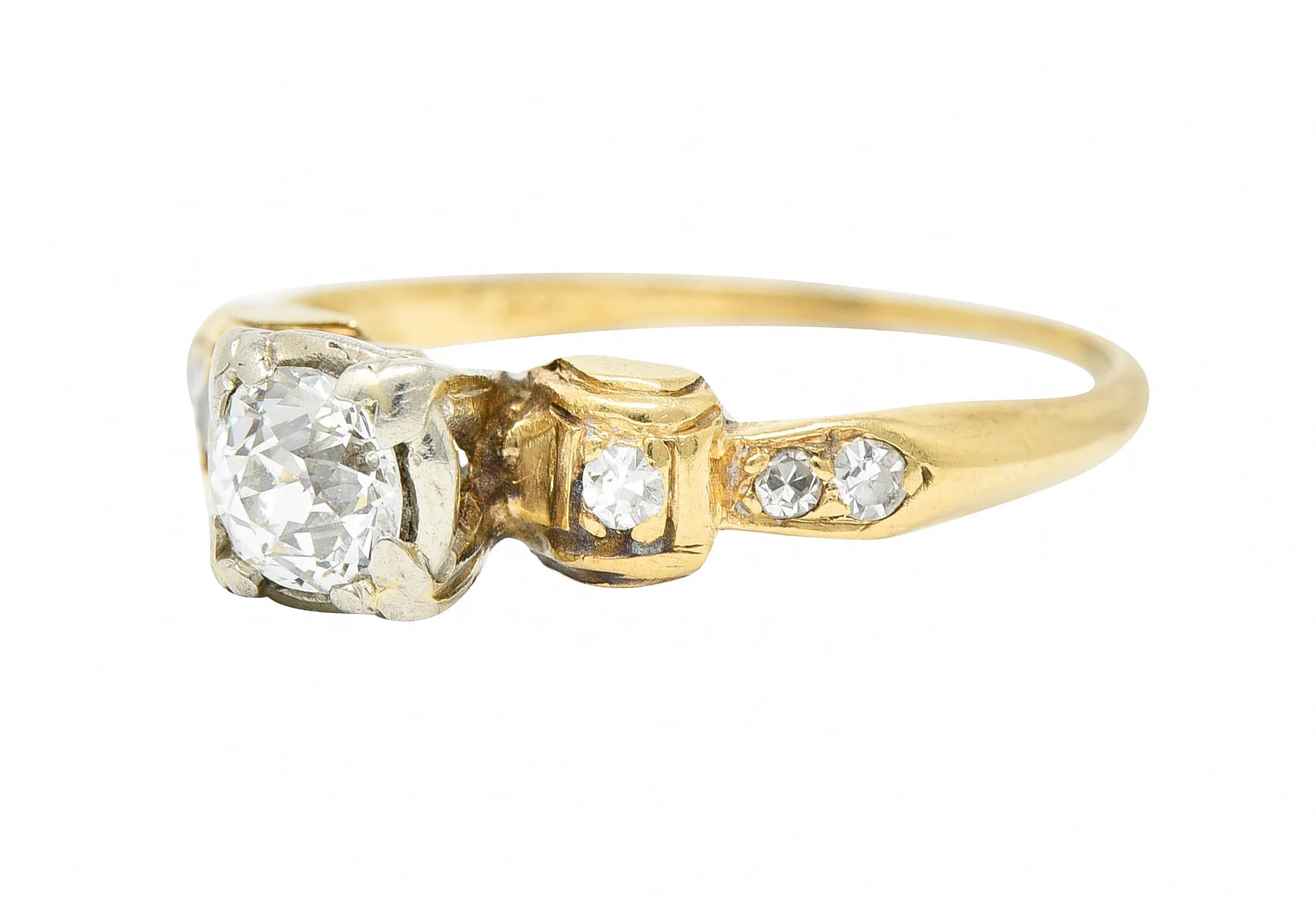 1940's Retro 0.50 CTW Diamond 14 Karat Two-Tone Gold Engagement Ring - Image 6
