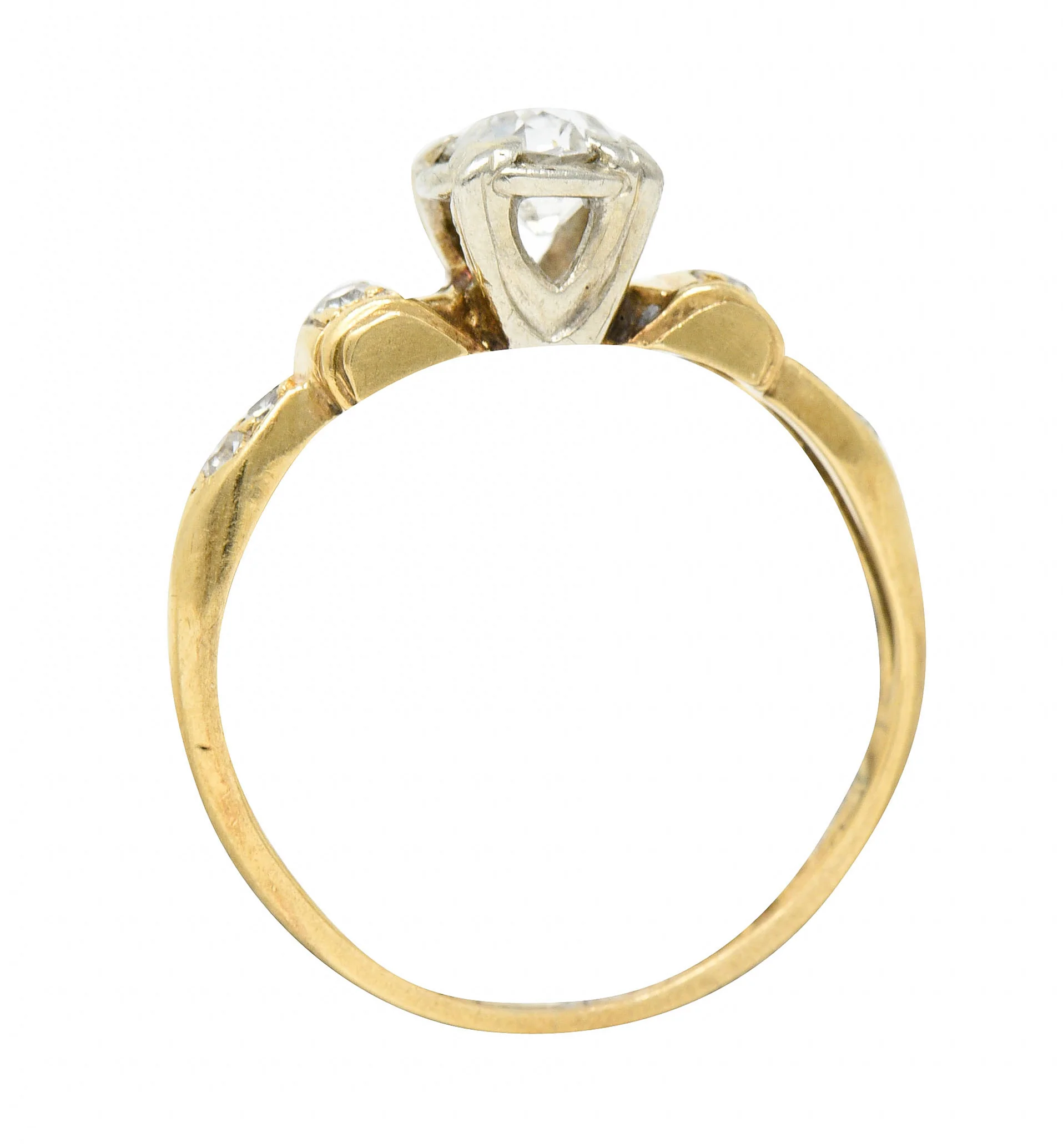 1940's Retro 0.50 CTW Diamond 14 Karat Two-Tone Gold Engagement Ring - Image 8