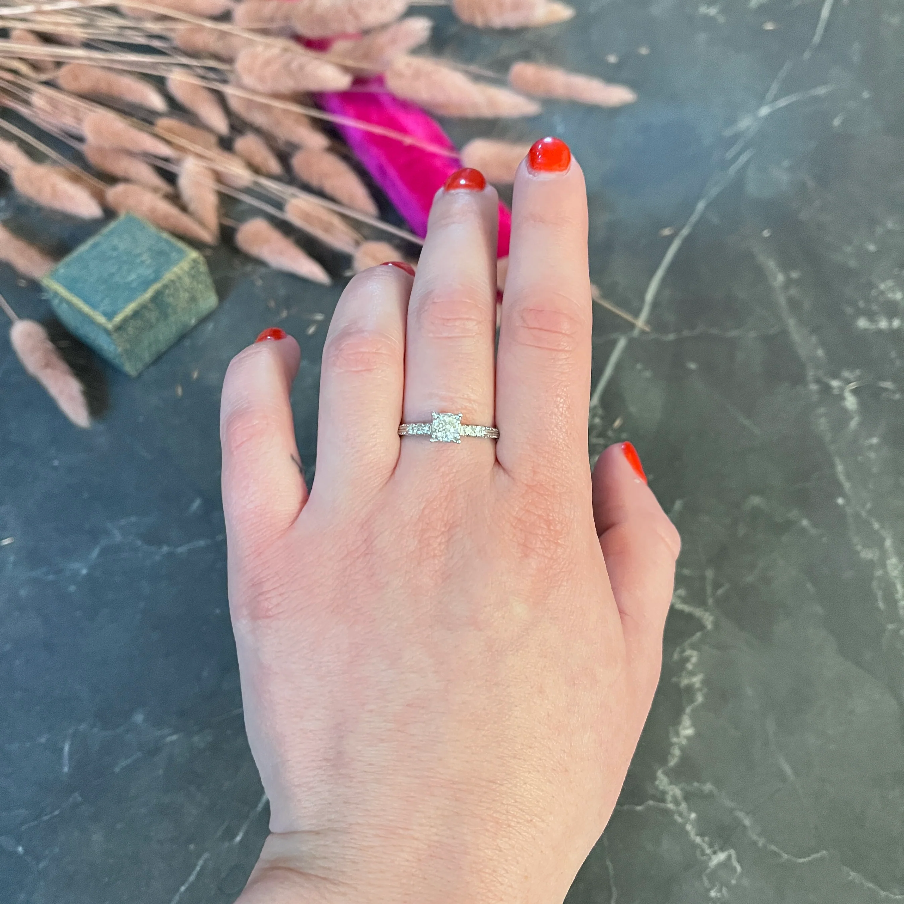1940's Retro 0.53 CTW Diamond Platinum Fishtail Engagement Ring - Image 7