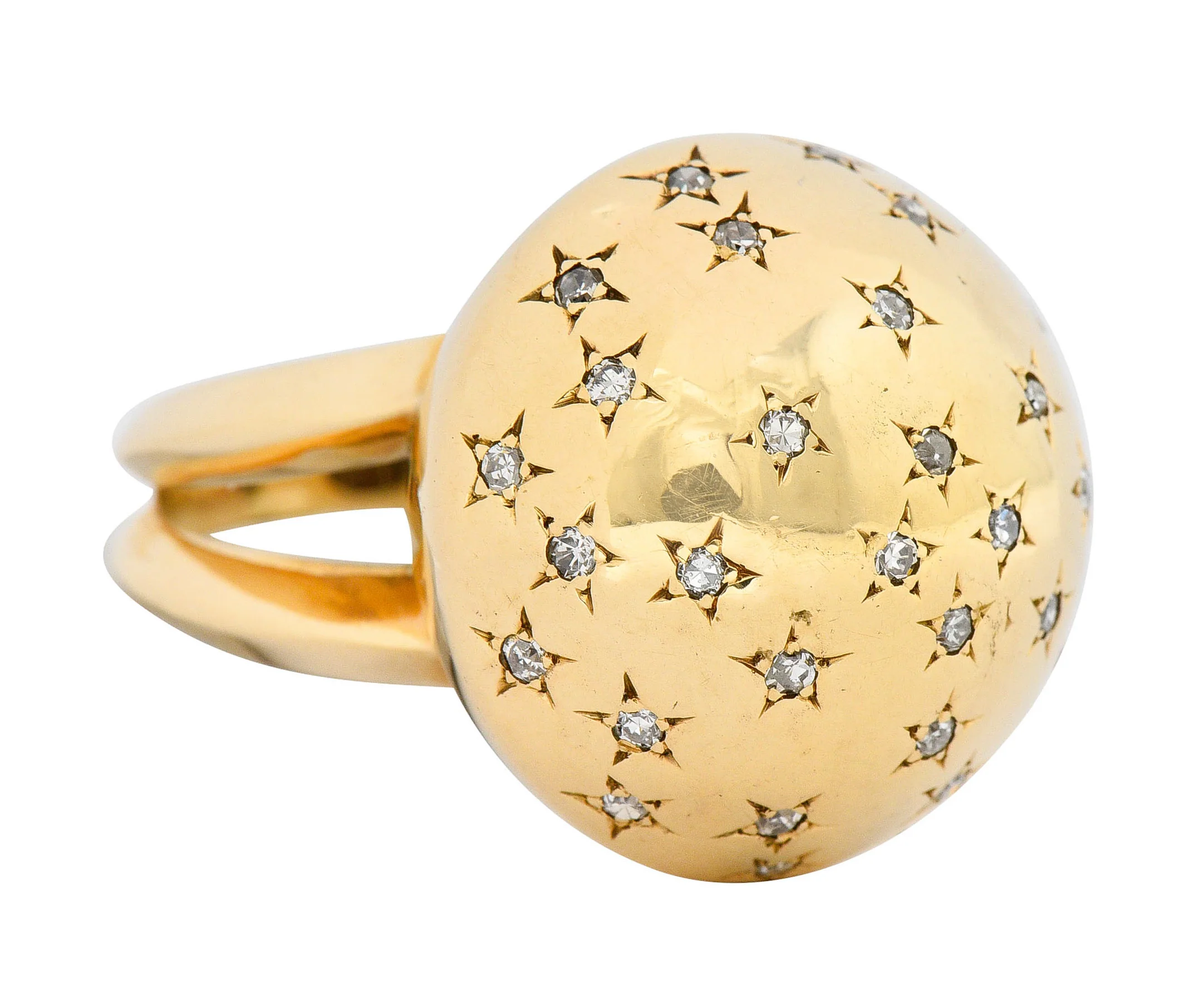 1940's Retro 0.75 CTW Diamond 14 Karat Gold Dome Ring - Image 3