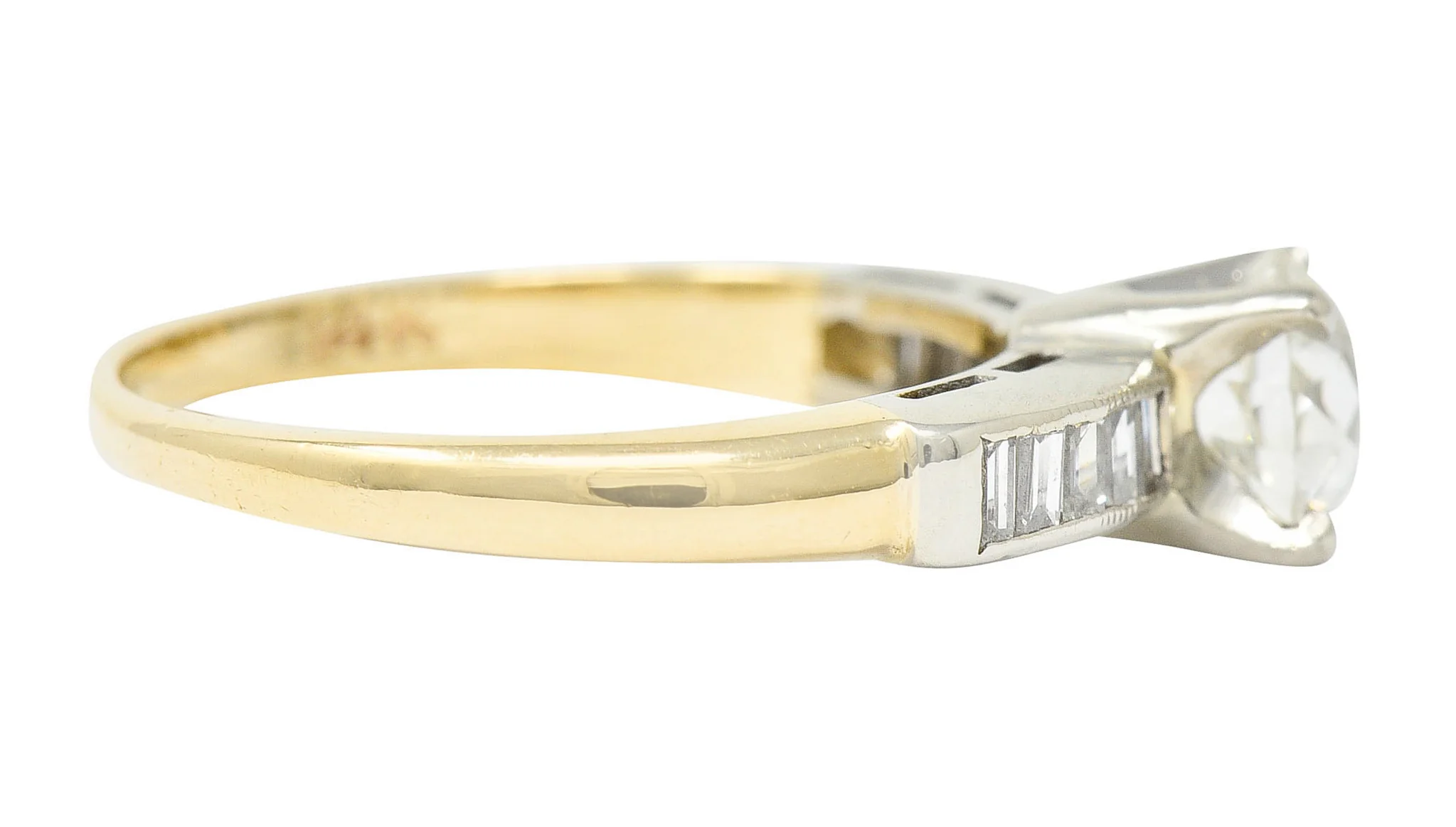 1940's Retro 1.29 CTW Diamond 14 Karat Two-Tone Engagement Ring GIA - Image 3
