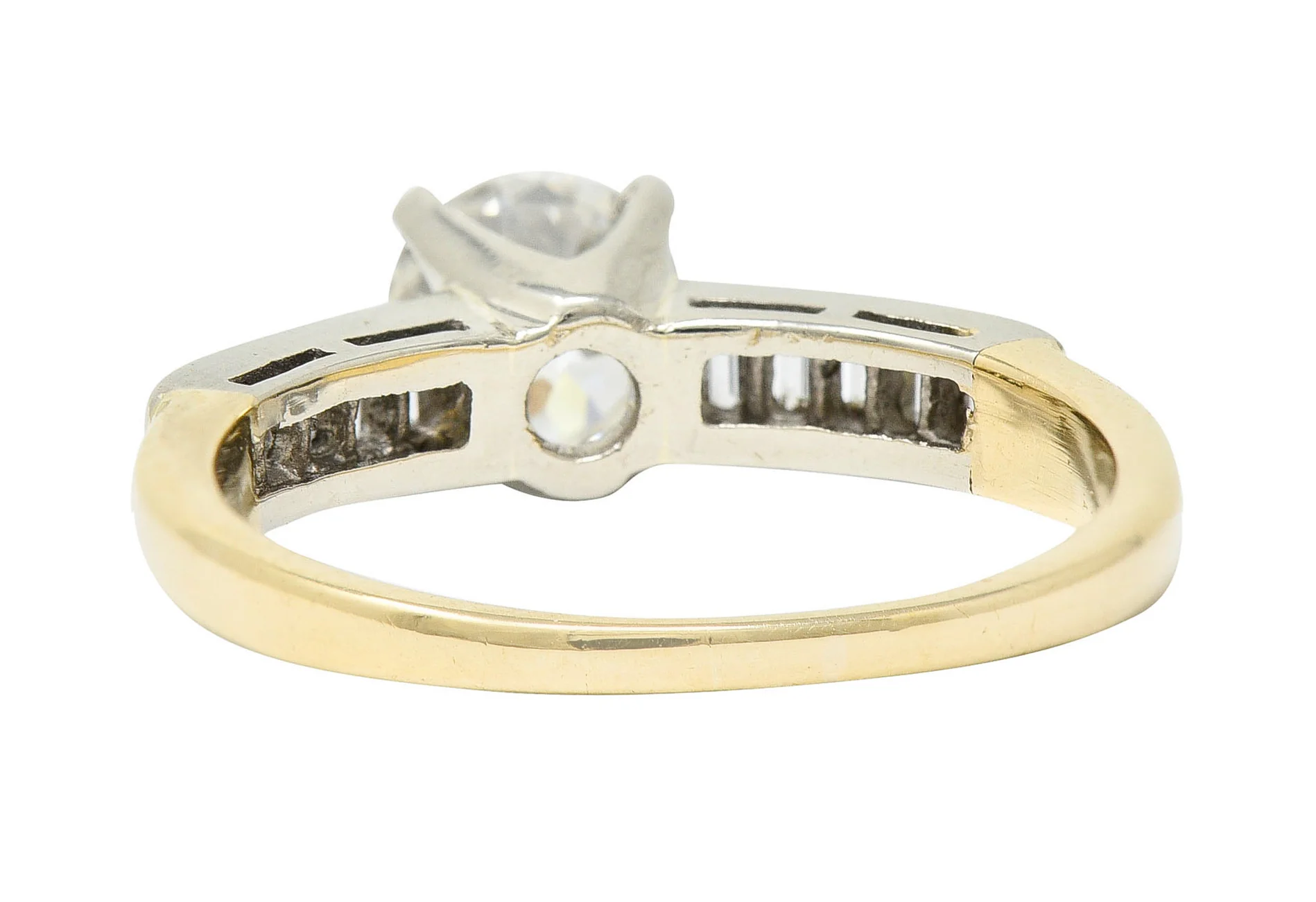 1940's Retro 1.29 CTW Diamond 14 Karat Two-Tone Engagement Ring GIA - Image 4