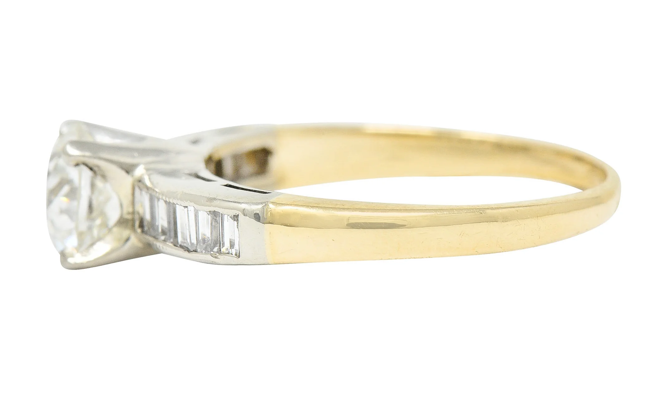 1940's Retro 1.29 CTW Diamond 14 Karat Two-Tone Engagement Ring GIA - Image 5
