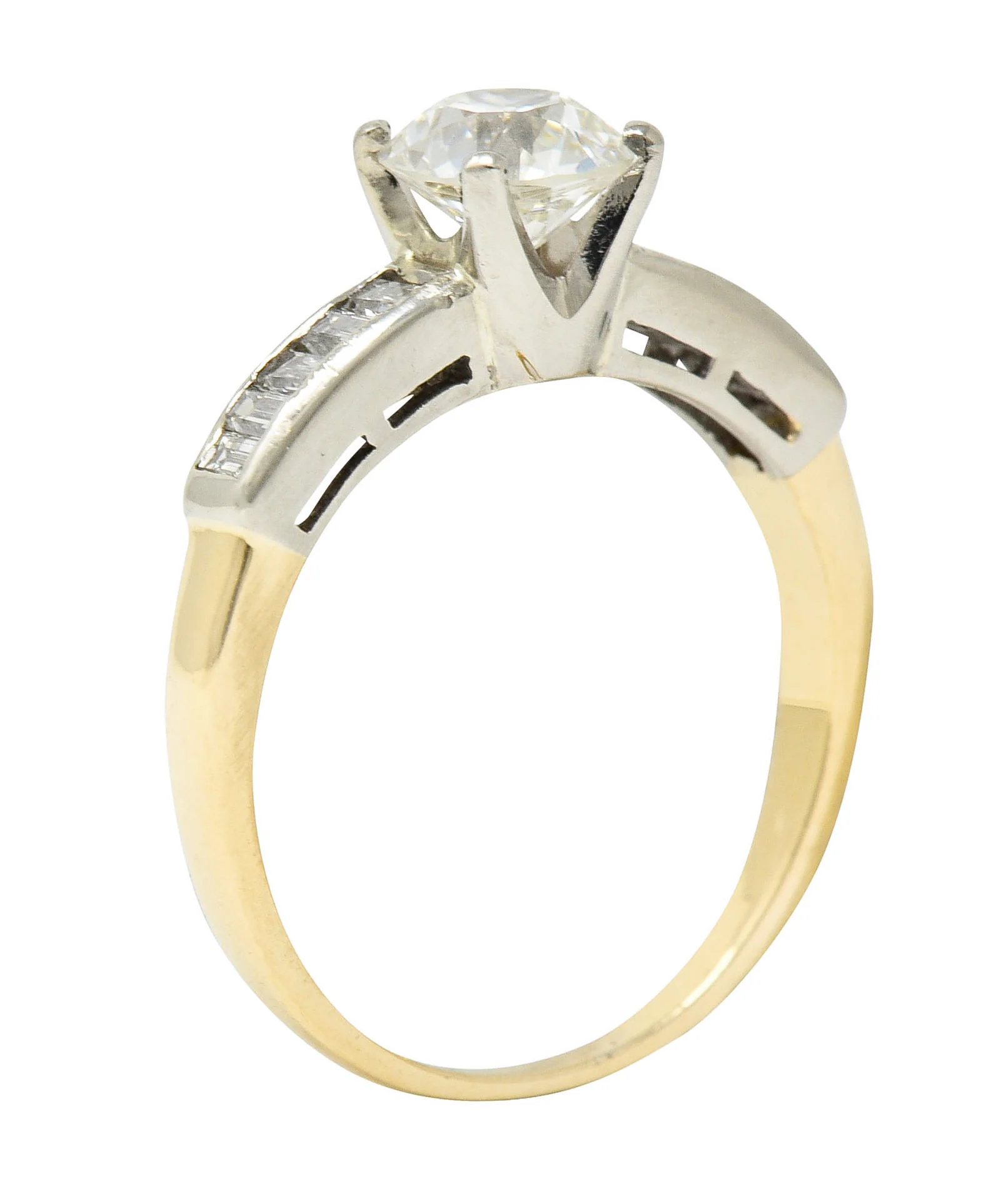 1940's Retro 1.29 CTW Diamond 14 Karat Two-Tone Engagement Ring GIA - Image 9