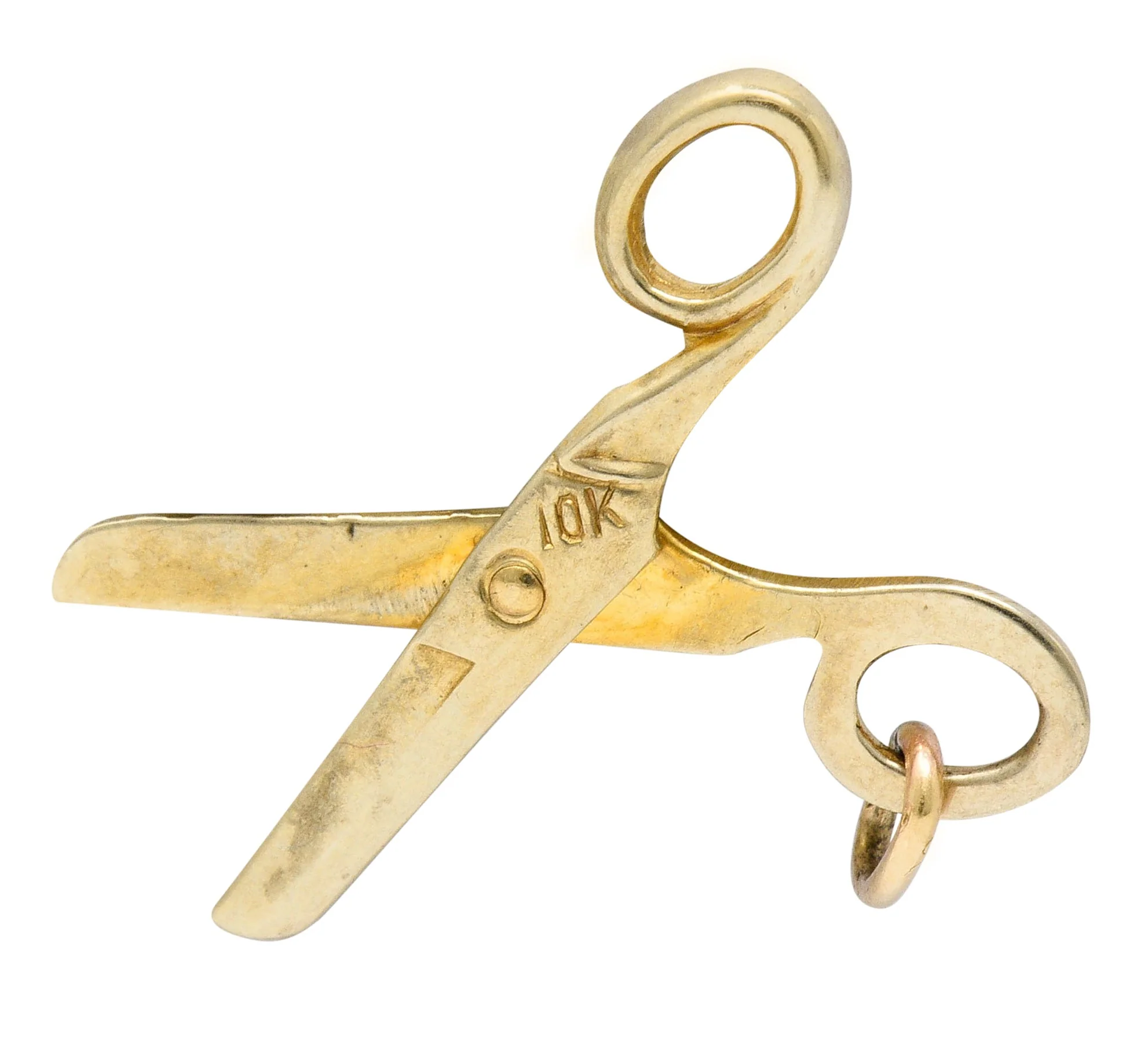 1940's Retro 10 Karat Gold Scissor Charm - Image 4
