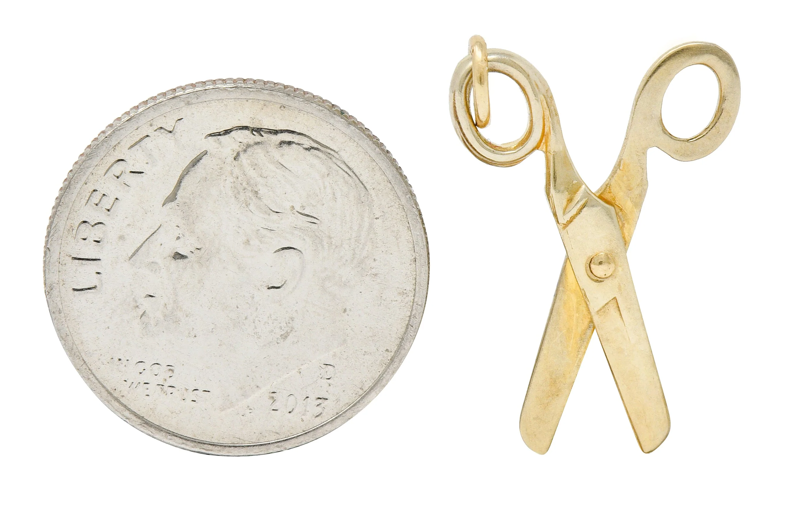 1940's Retro 10 Karat Gold Scissor Charm - Image 9