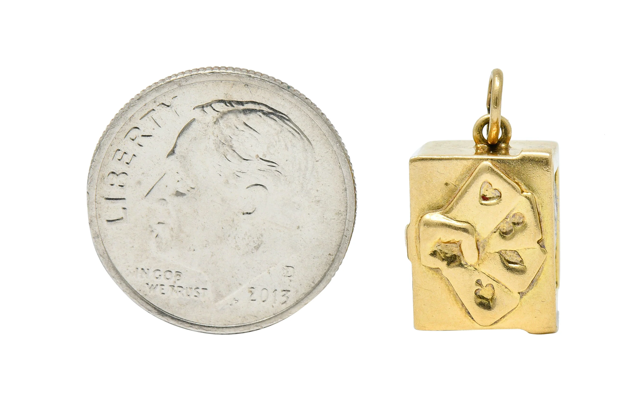 1940's Retro 14 Karat Gold Card Box & Cards Charm - Image 10
