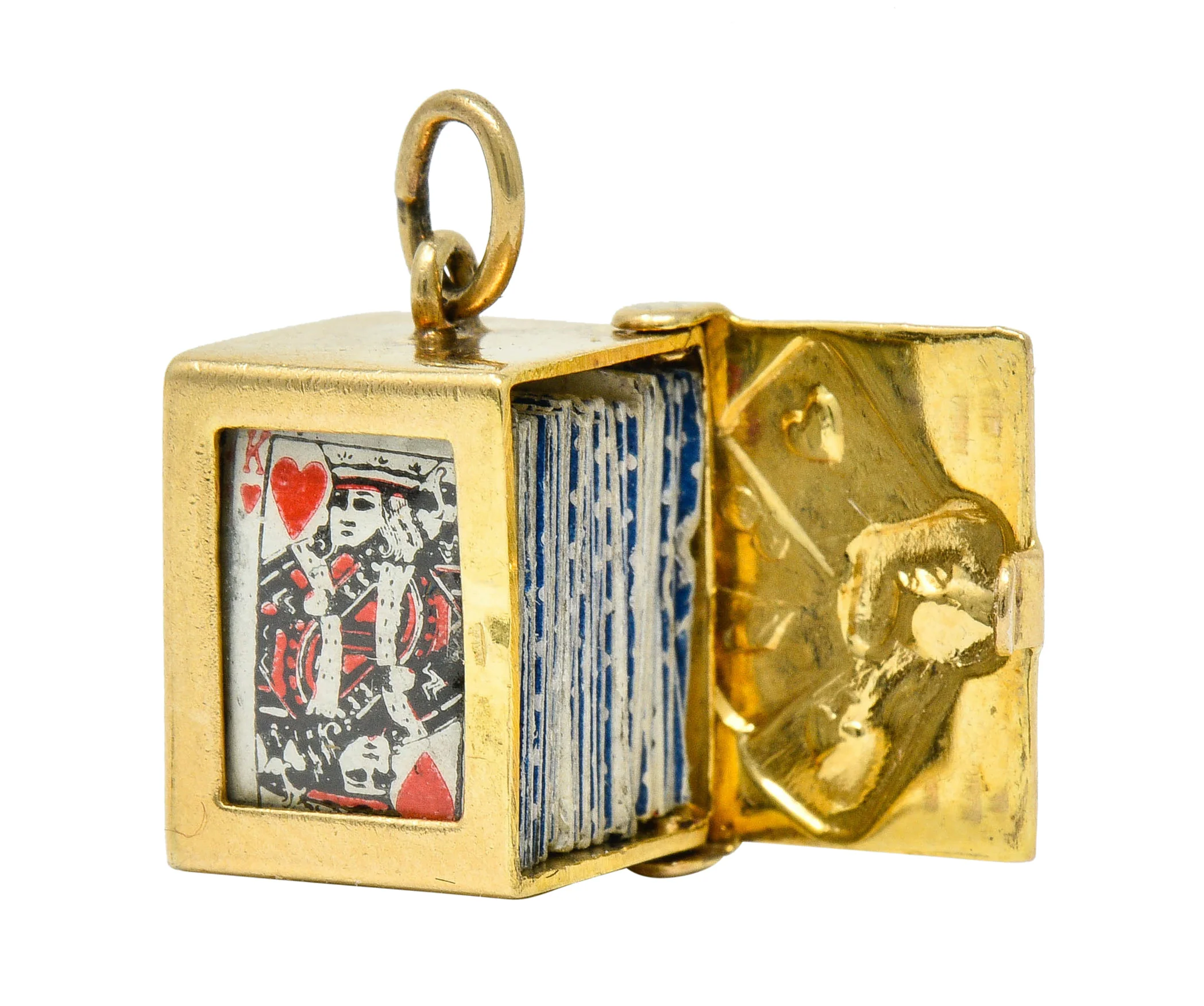 1940's Retro 14 Karat Gold Card Box & Cards Charm - Image 2