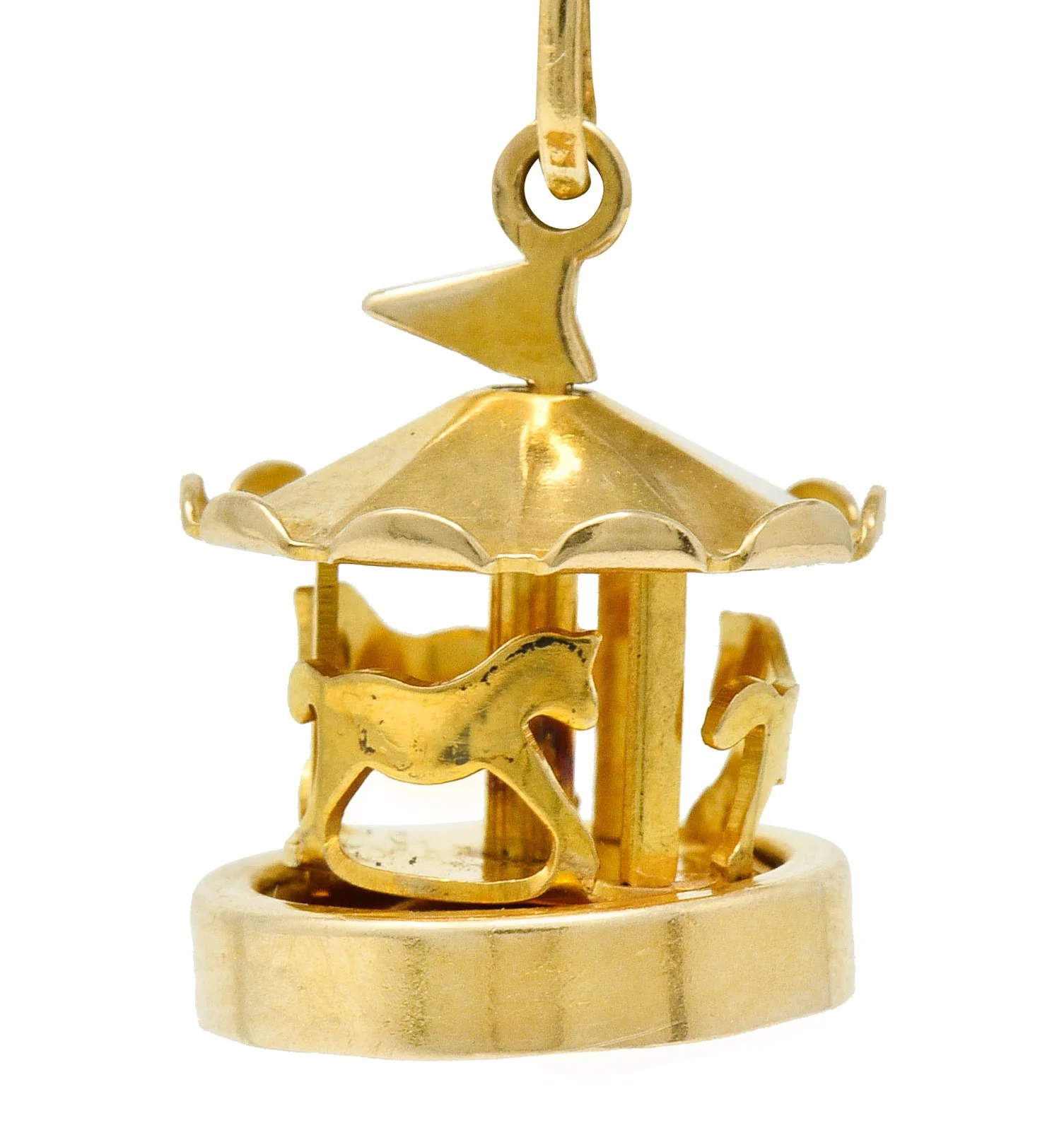 1940's Retro 14 Karat Gold Spinning Carousel Charm - Image 10