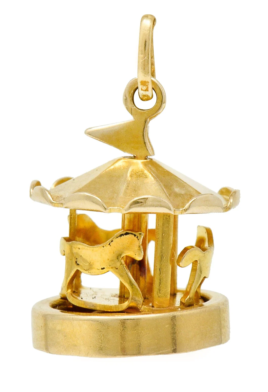 1940's Retro 14 Karat Gold Spinning Carousel Charm - Image 3