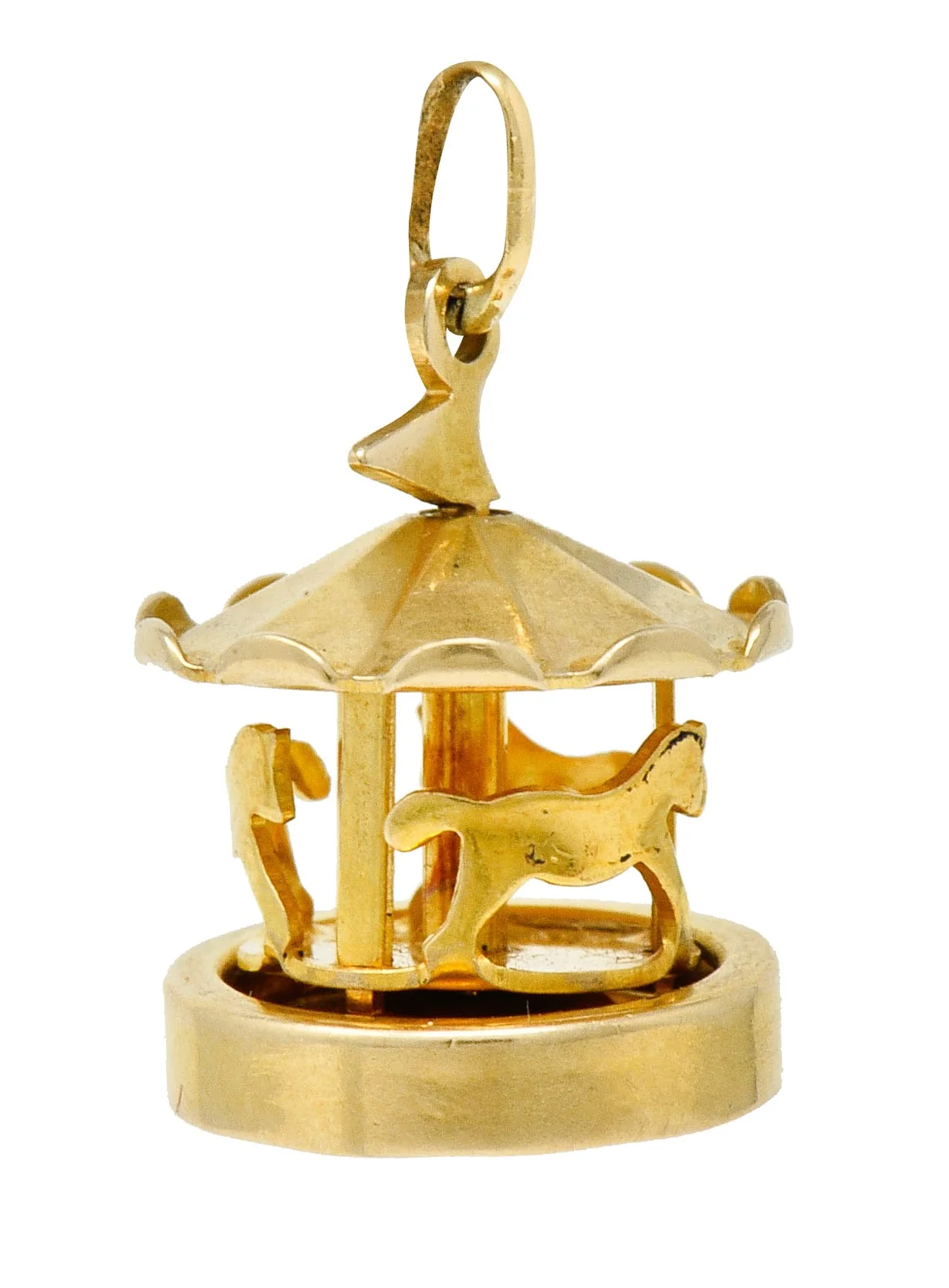 1940's Retro 14 Karat Gold Spinning Carousel Charm - Image 4