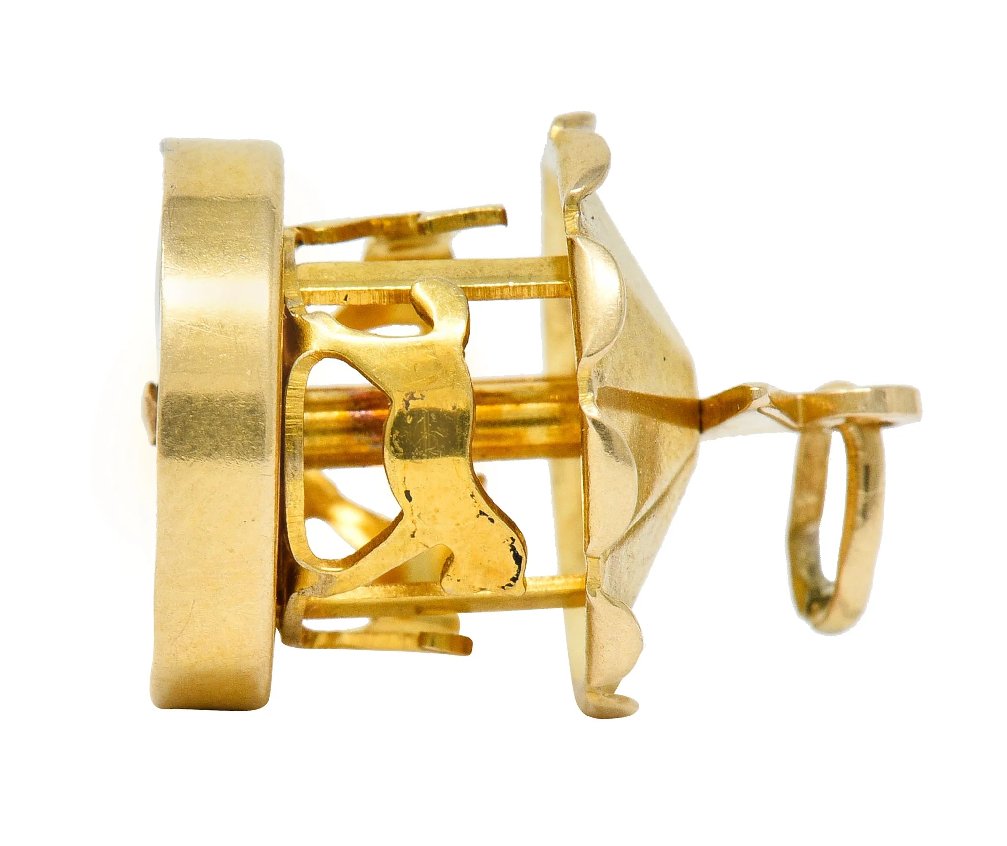 1940's Retro 14 Karat Gold Spinning Carousel Charm - Image 7