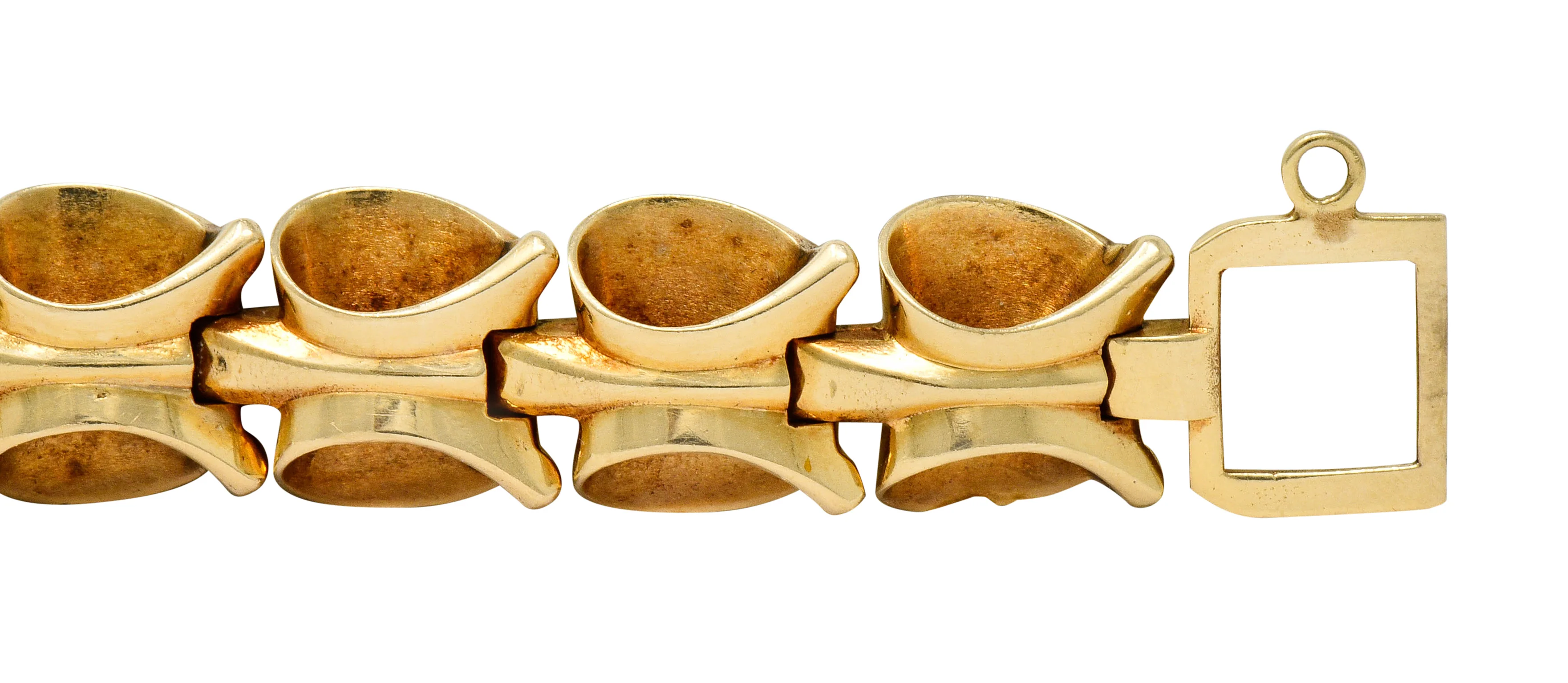 1940's Retro 14 Karat Gold Stylized Link Bracelet - Image 7