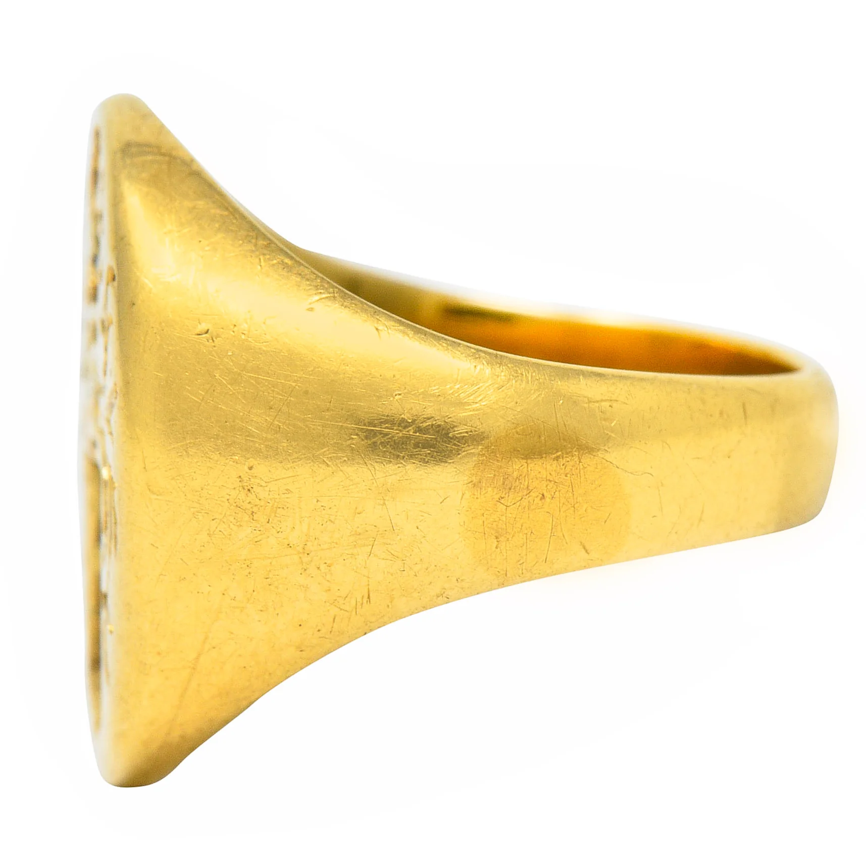 1940's Retro 14 Karat Yellow Gold Unisex Lion Shield Signet Heraldry Ring - Image 5