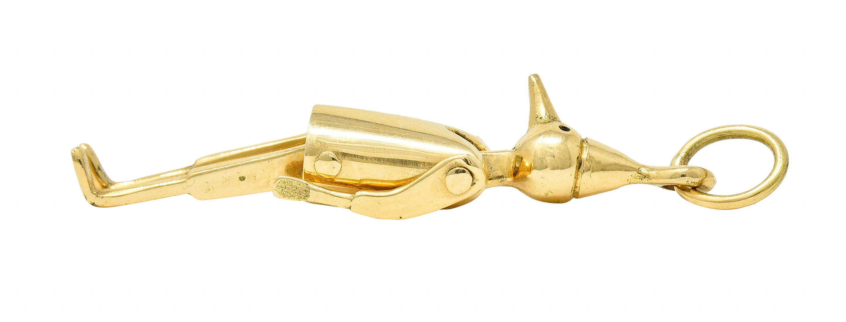 1940's Retro 18 Karat Gold Articulated Pinocchio Charm - Image 10