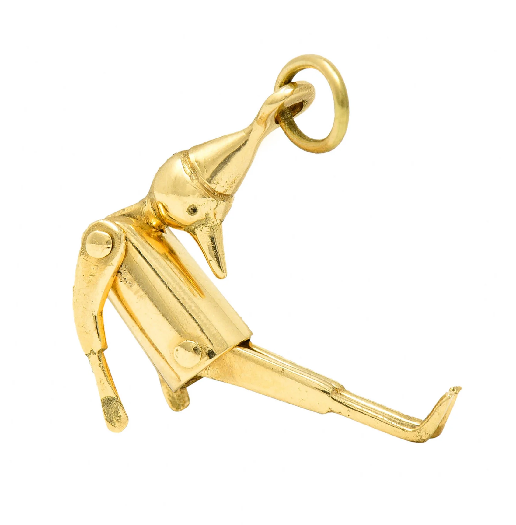1940's Retro 18 Karat Gold Articulated Pinocchio Charm - Image 2